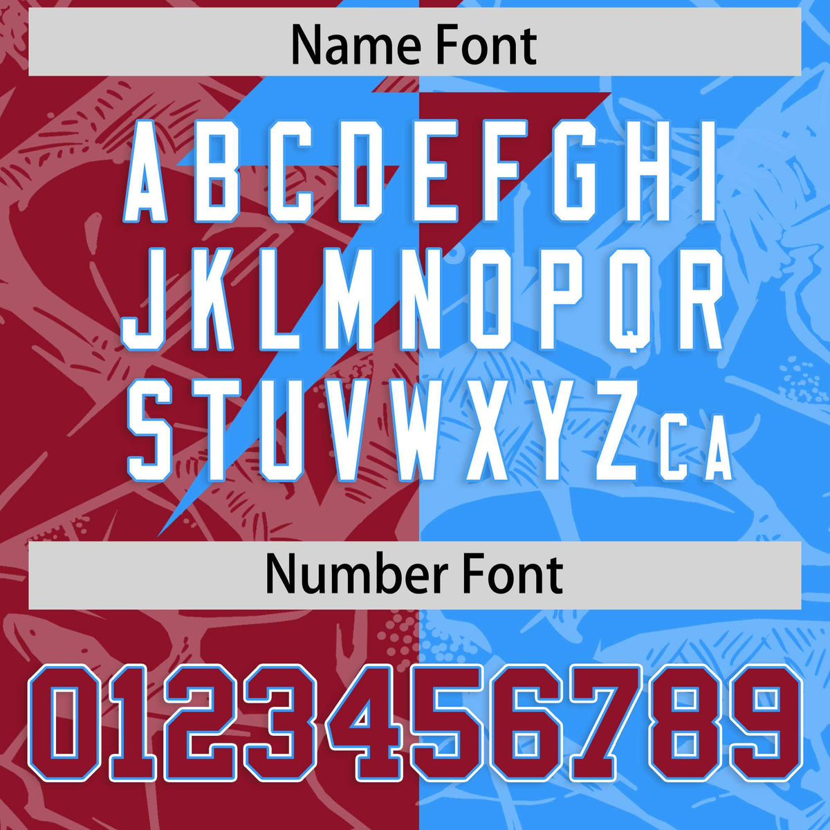 Custom Light Blue Cardinal Split Personalized Lightning Pattern American Football Jersey