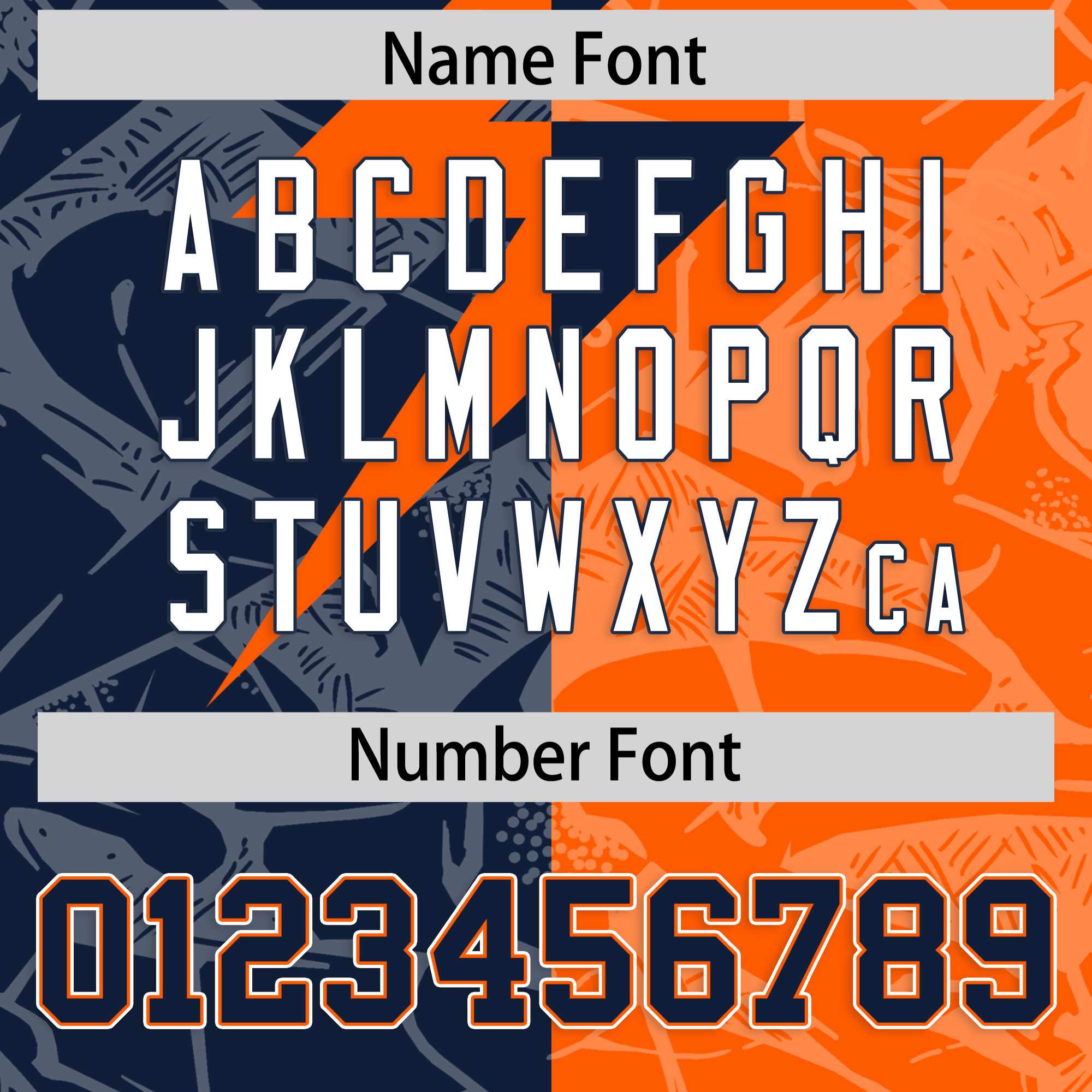 Custom Orange Navy Split Personalized Lightning Pattern American Football Jersey