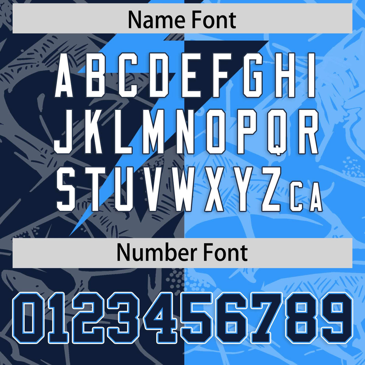 Custom Light Blue Navy Split Personalized Lightning Pattern American Football Jersey