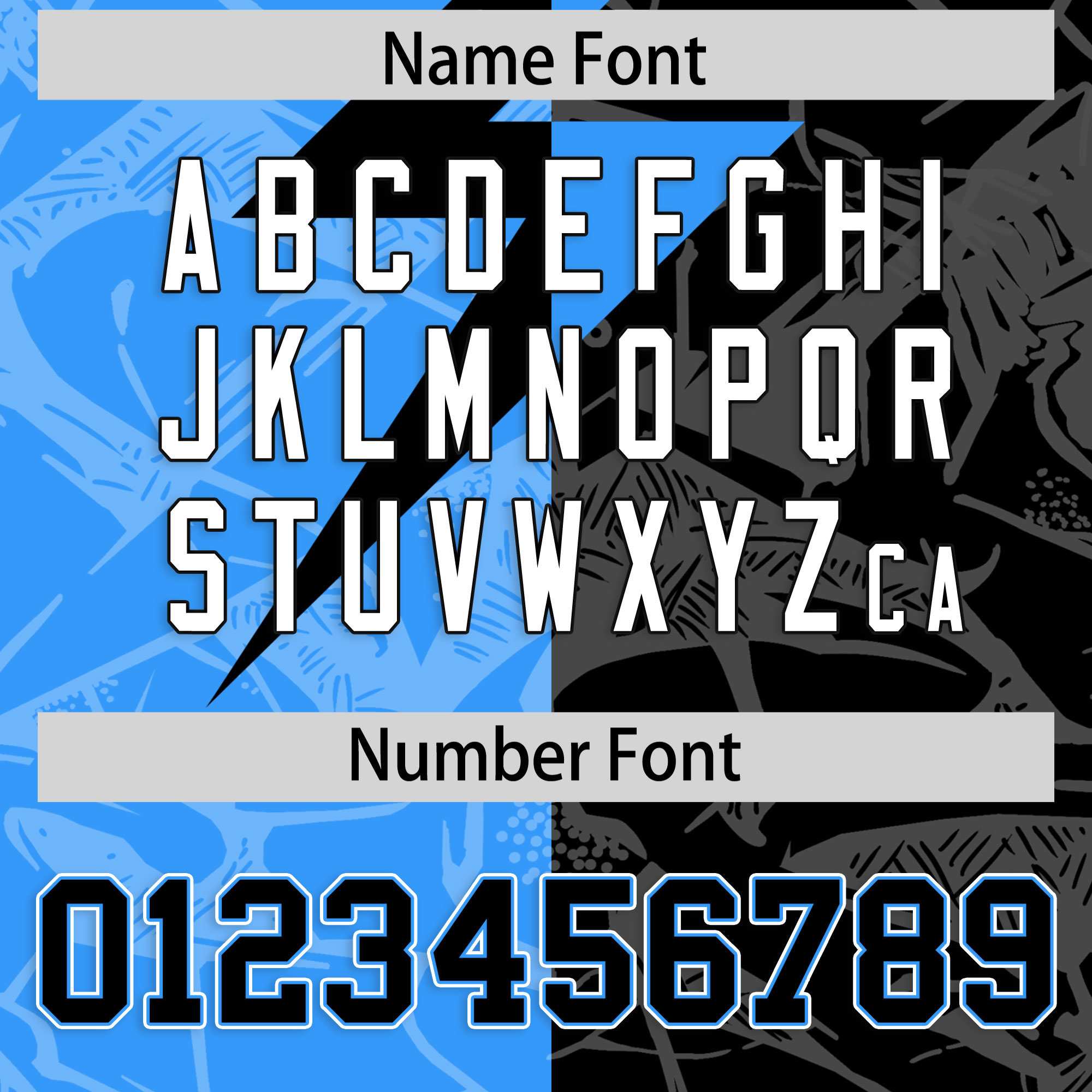 Custom Black Light Blue Split Personalized Lightning Pattern American Football Jersey