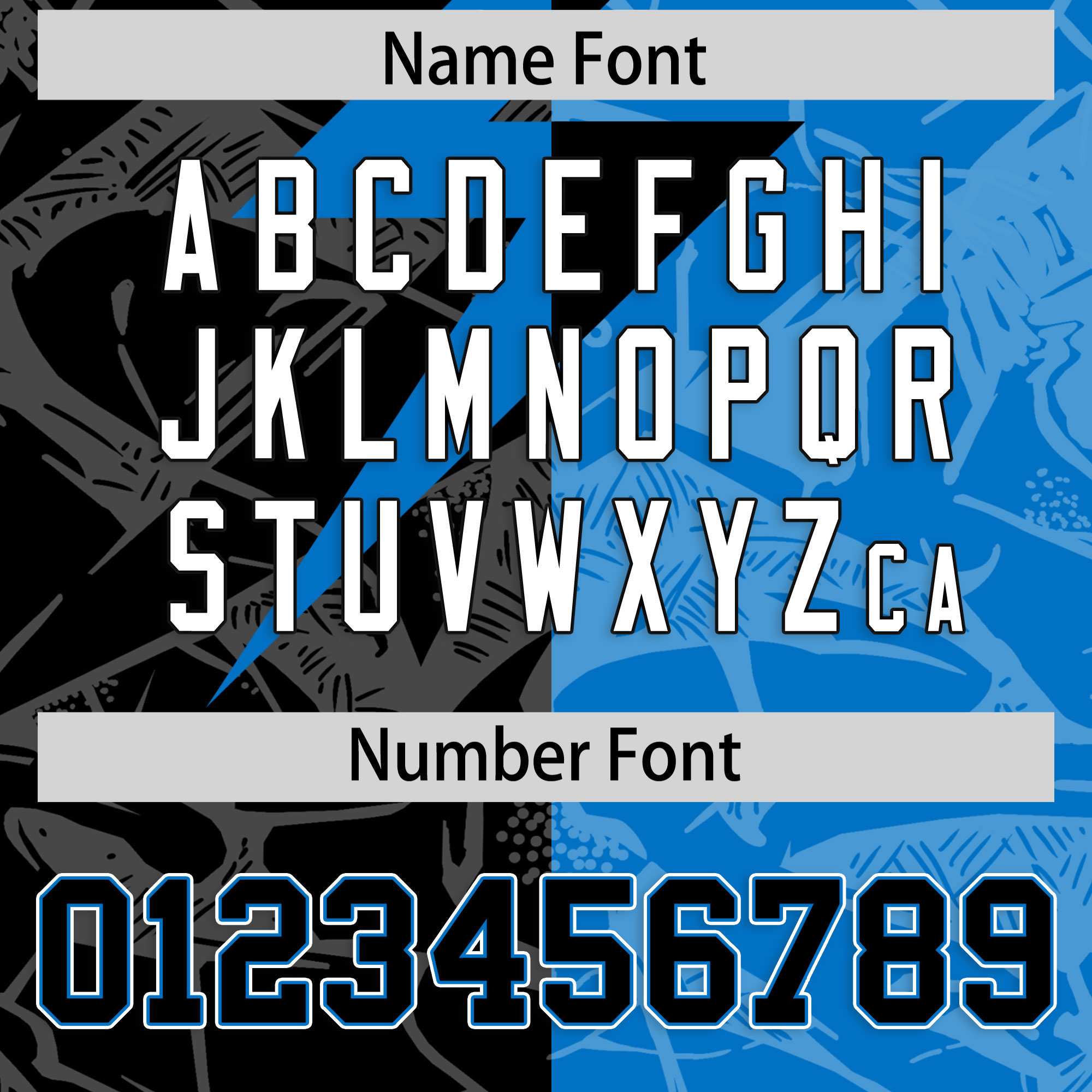 Custom Panther Blue Black Split Personalized Lightning Pattern American Football Jersey