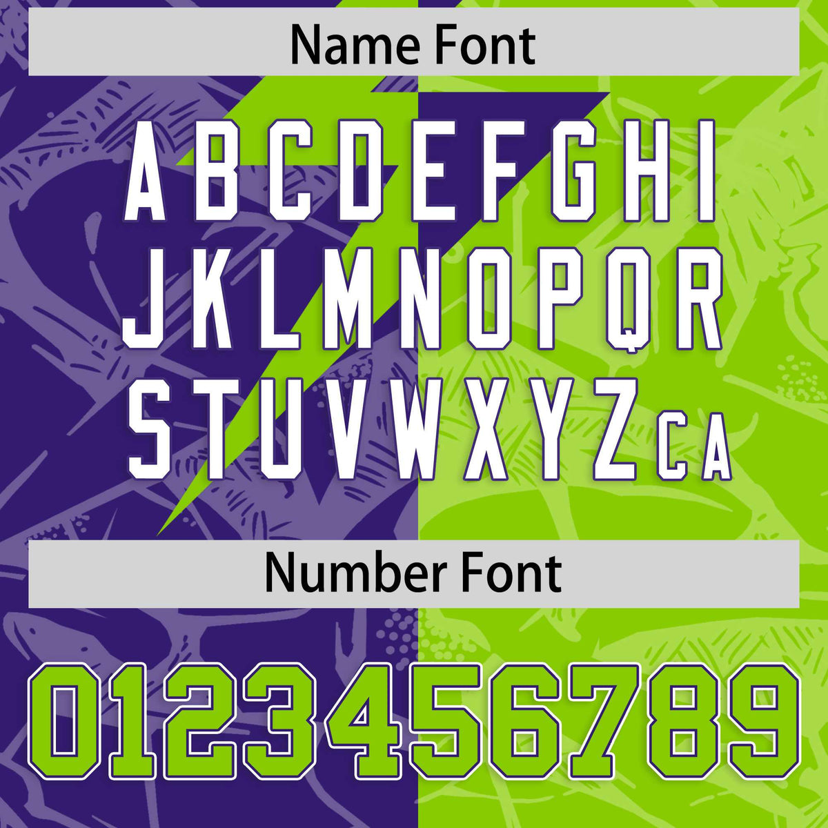 Custom Neon Green Purple Split Personalized Lightning Pattern American Football Jersey