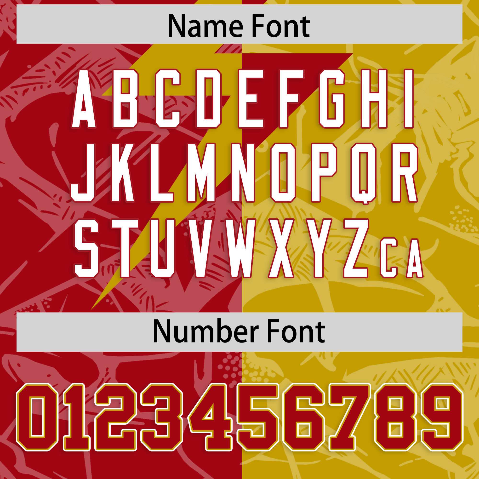 Custom Old Gold Red Split Personalized Lightning Pattern American Football Jersey