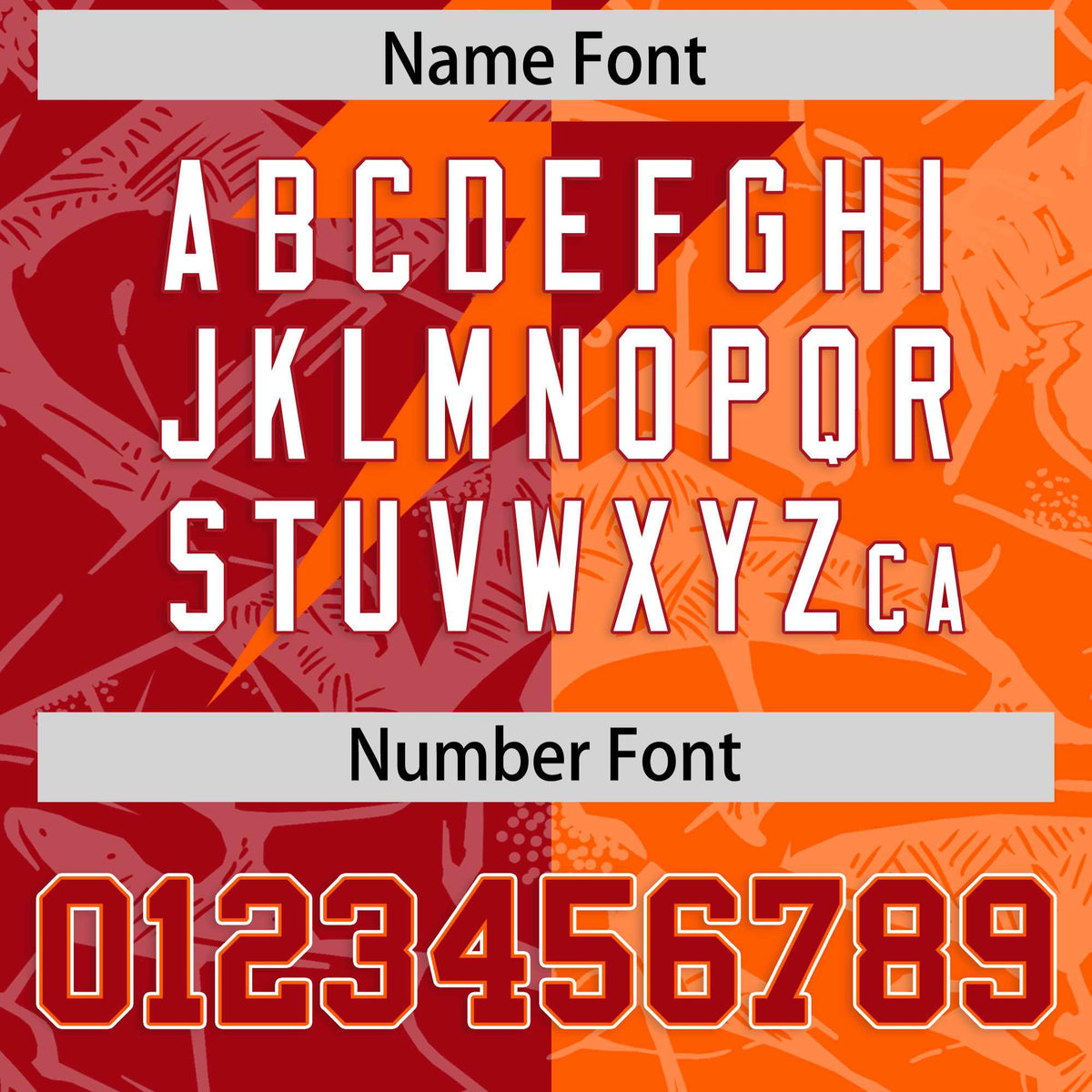 Custom Red Orange Split Personalized Lightning Pattern American Football Jersey