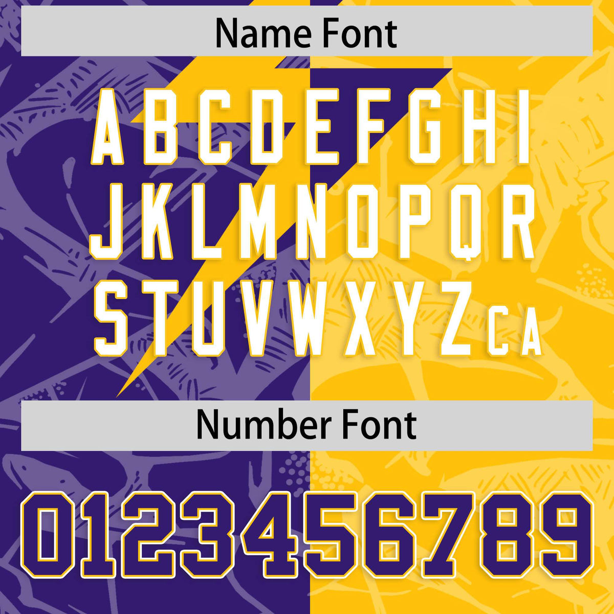 Custom Yellow Purple Split Personalized Lightning Pattern American Football Jersey