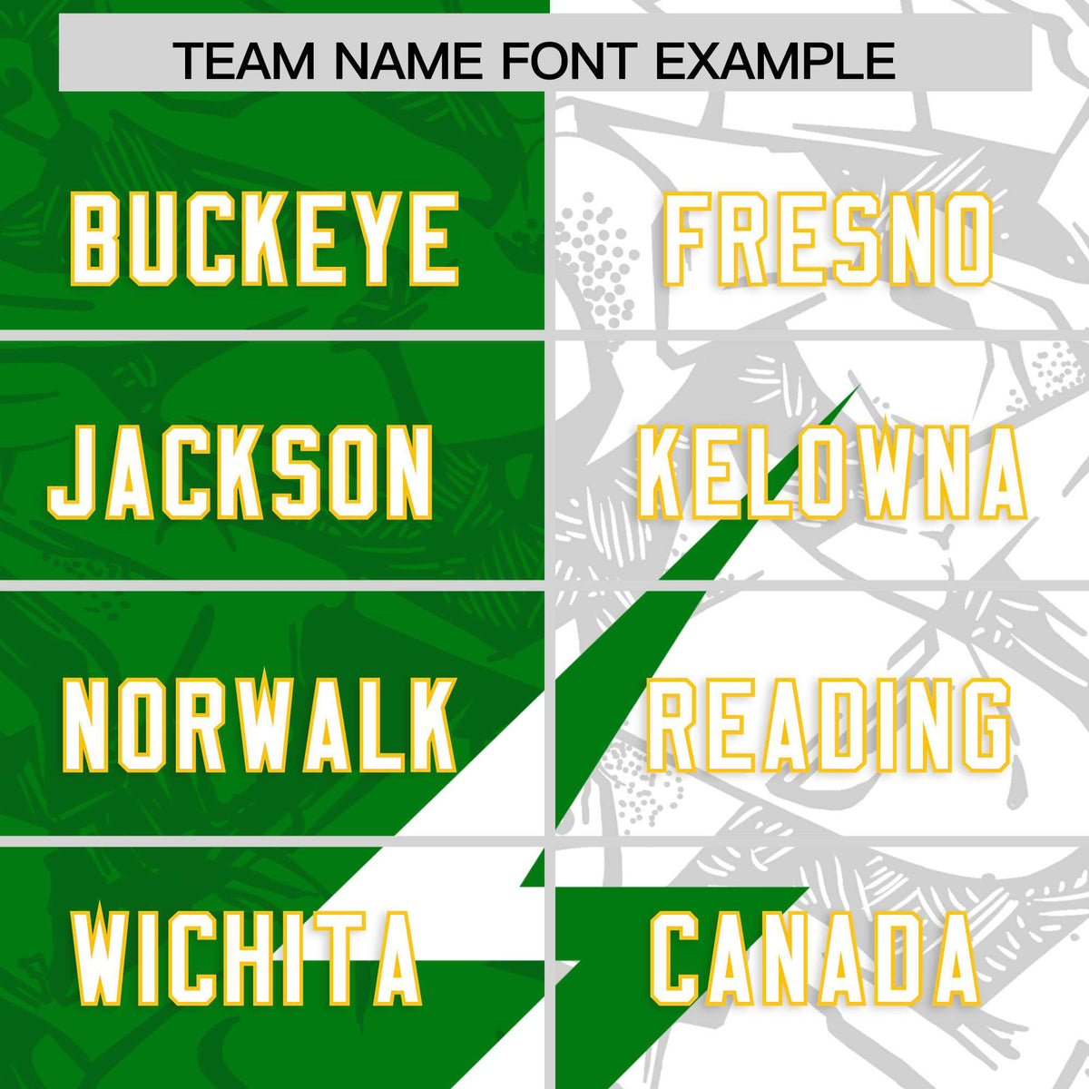 Custom Kelly Green White Split Personalized Lightning Pattern American Football Jersey