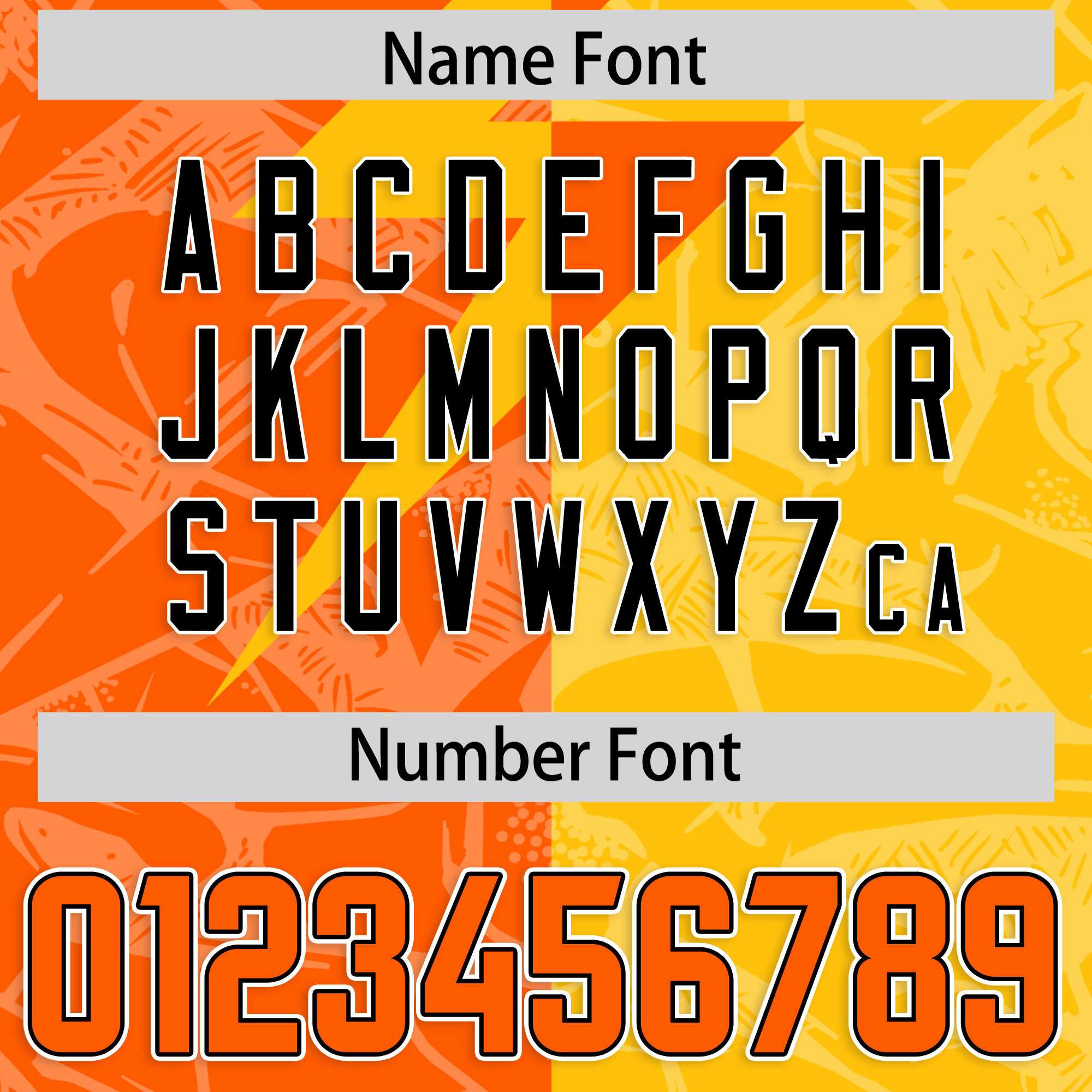 Custom Orange Yellow Split Personalized Lightning Pattern American Football Jersey