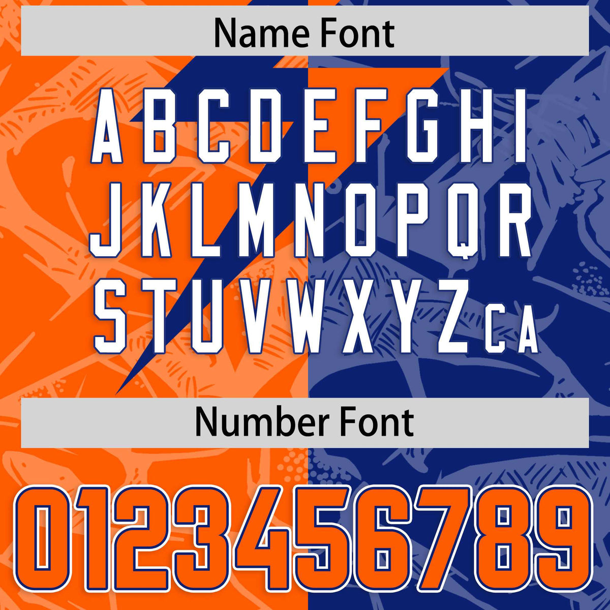 Custom Orange Royal Split Personalized Lightning Pattern American Football Jersey