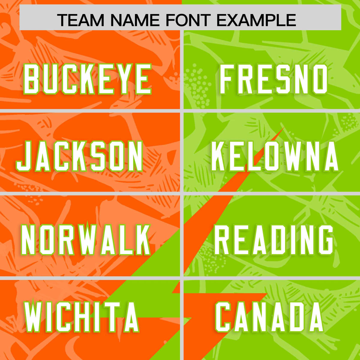 Custom Neon Green Orange Split Personalized Lightning Pattern American Football Jersey