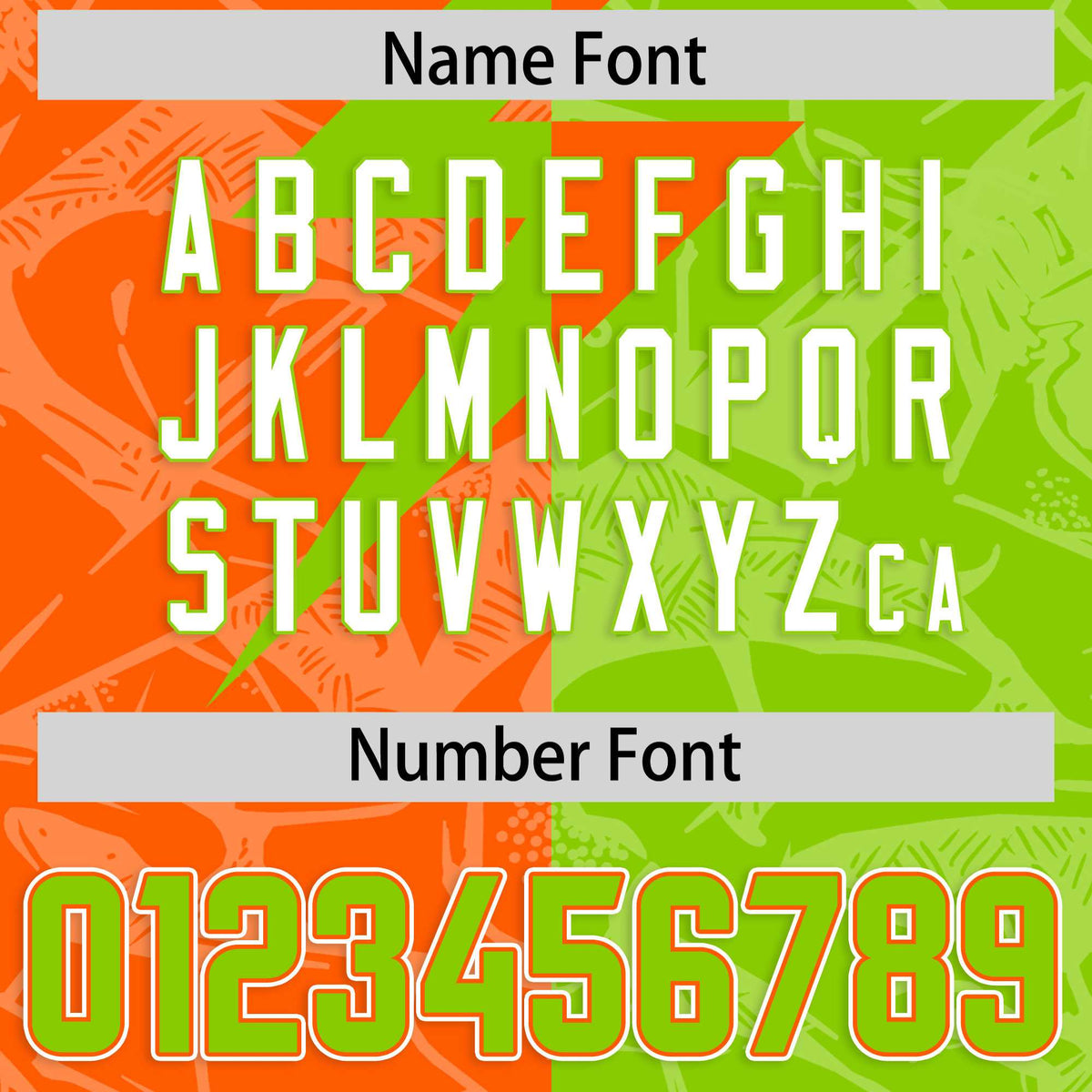 Custom Neon Green Orange Split Personalized Lightning Pattern American Football Jersey