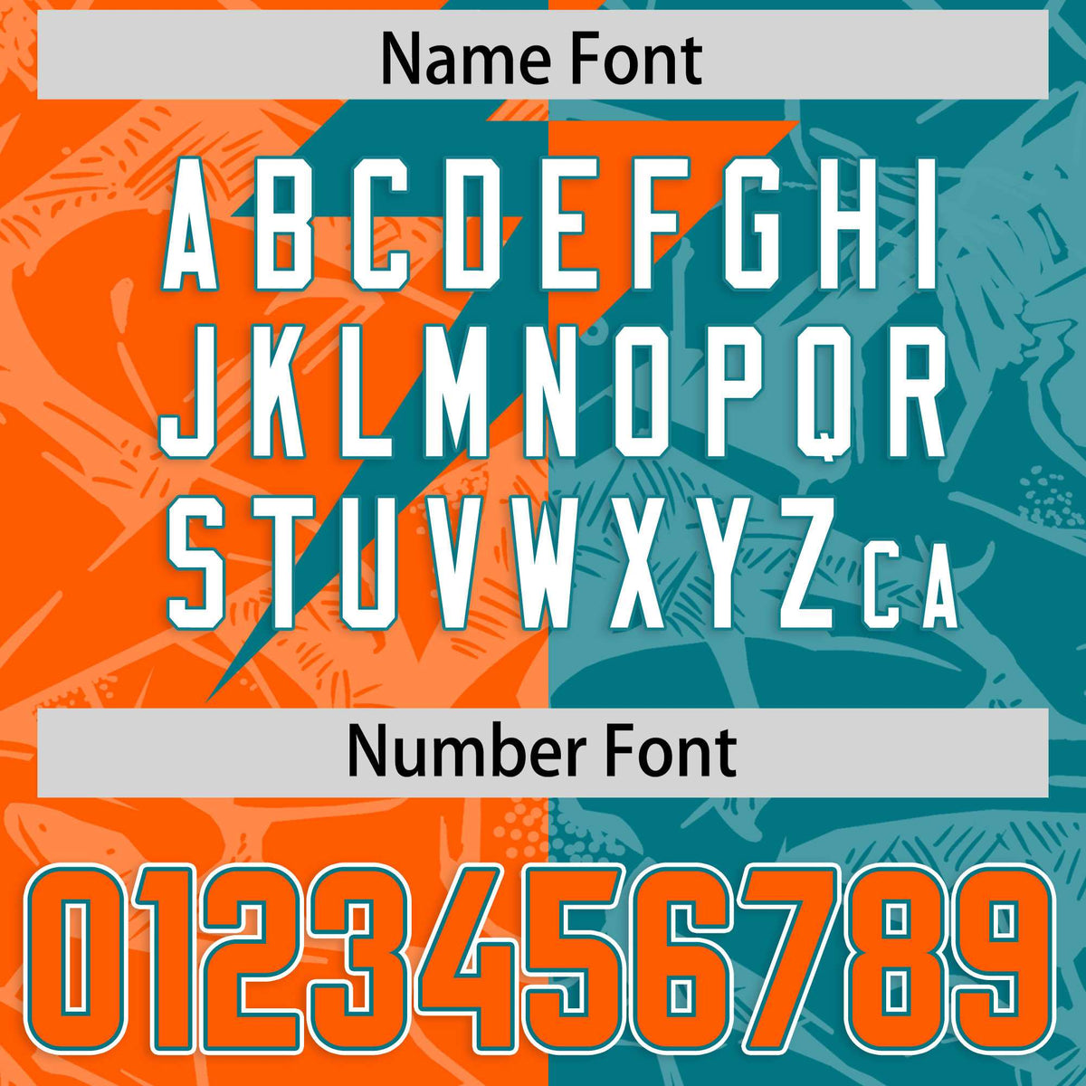 Custom Aqua Orange Split Personalized Lightning Pattern American Football Jersey