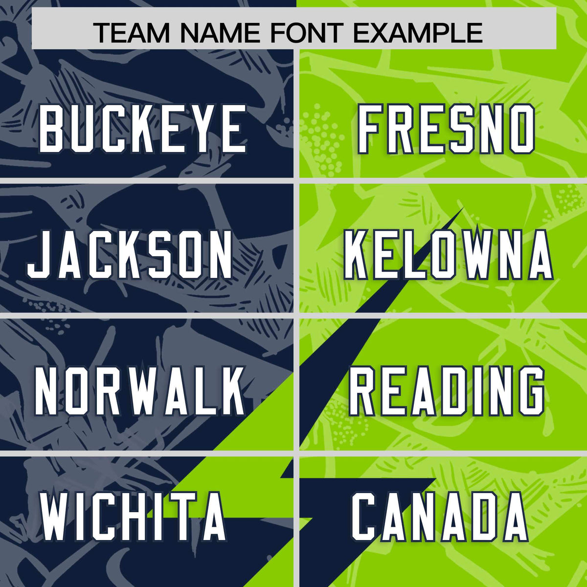 Custom Neon Green Navy Split Personalized Lightning Pattern American Football Jersey