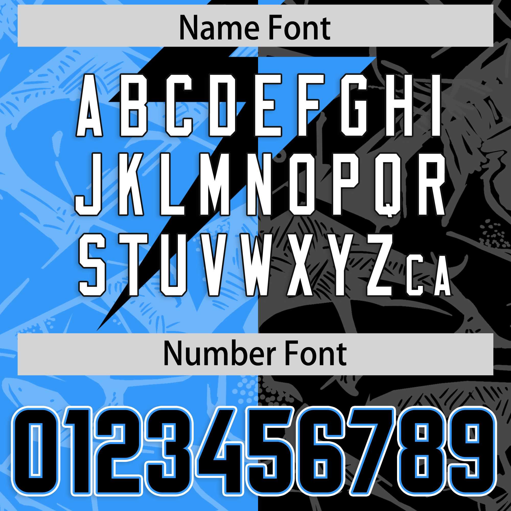 Custom Black Light Blue Split Personalized Lightning Pattern American Football Jersey