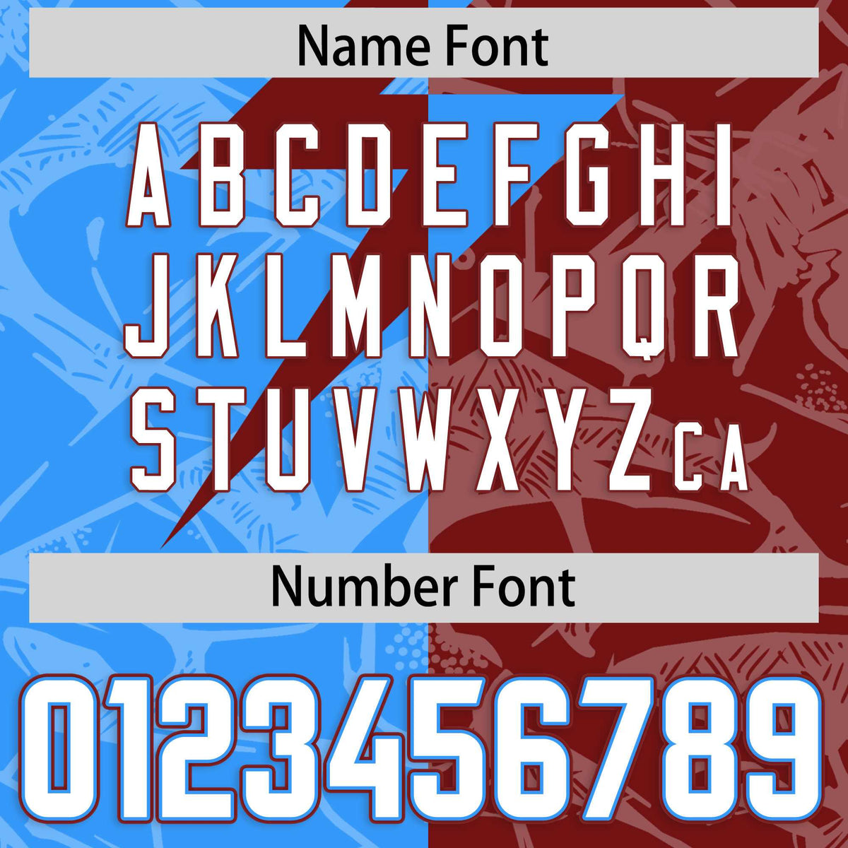 Custom Crimson Light Blue Split Personalized Lightning Pattern American Football Jersey