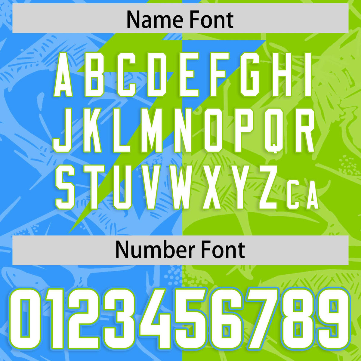 Custom Neon Green Light Blue Split Personalized Lightning Pattern American Football Jersey