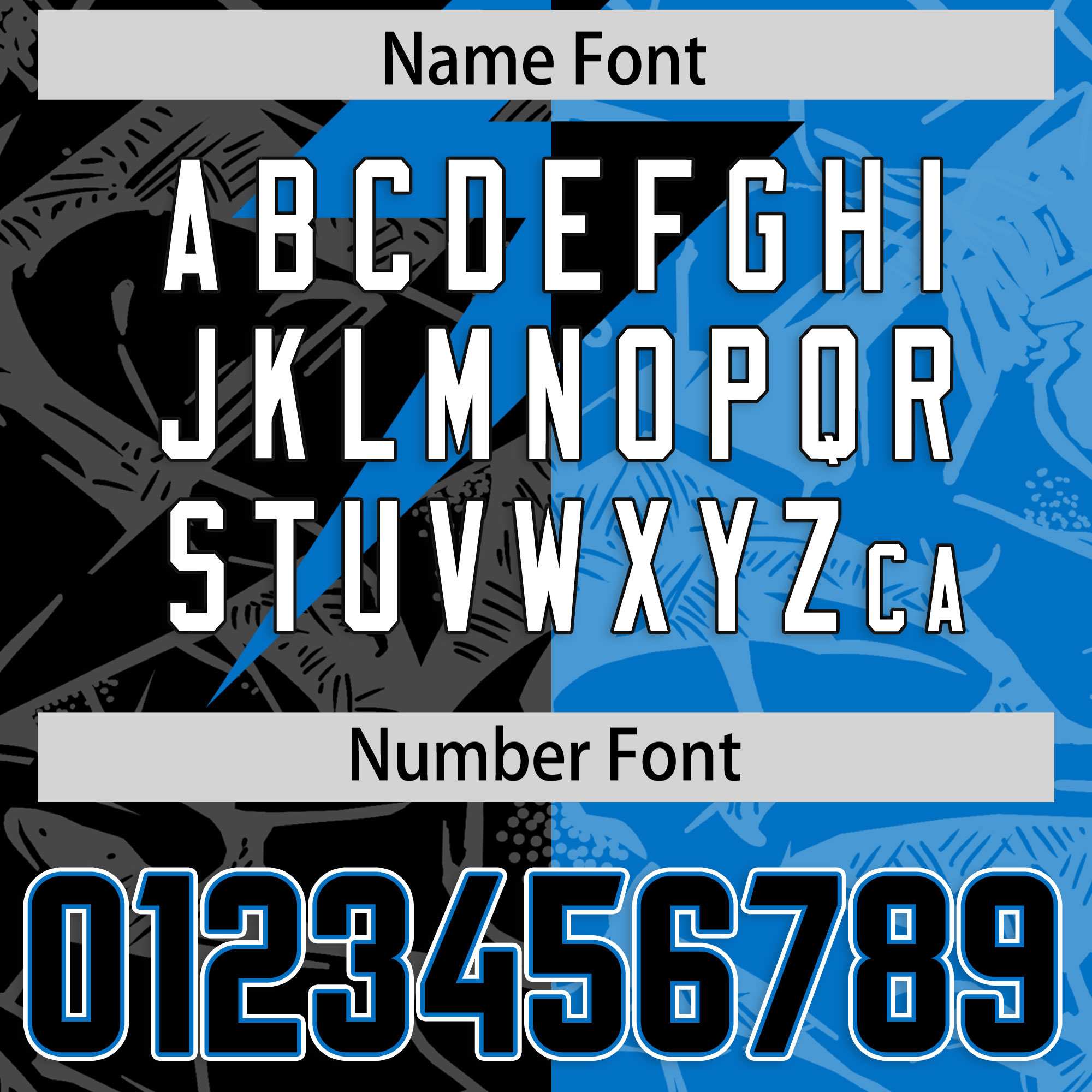 Custom Panther Blue Black Split Personalized Lightning Pattern American Football Jersey