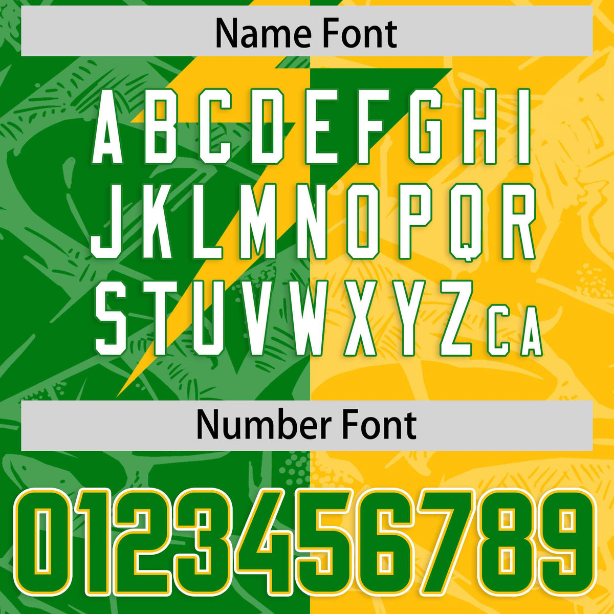 Custom Kelly Green Yellow Split Personalized Lightning Pattern American Football Jersey