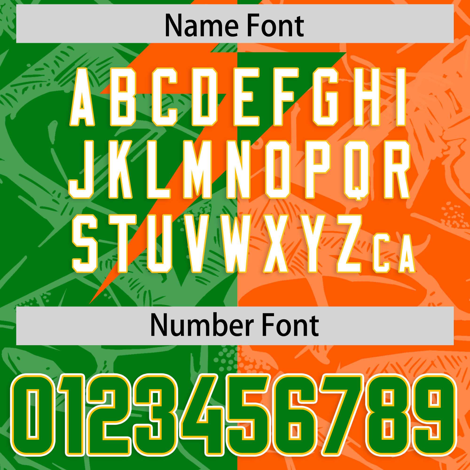 Custom Orange Kelly Green Split Personalized Lightning Pattern American Football Jersey