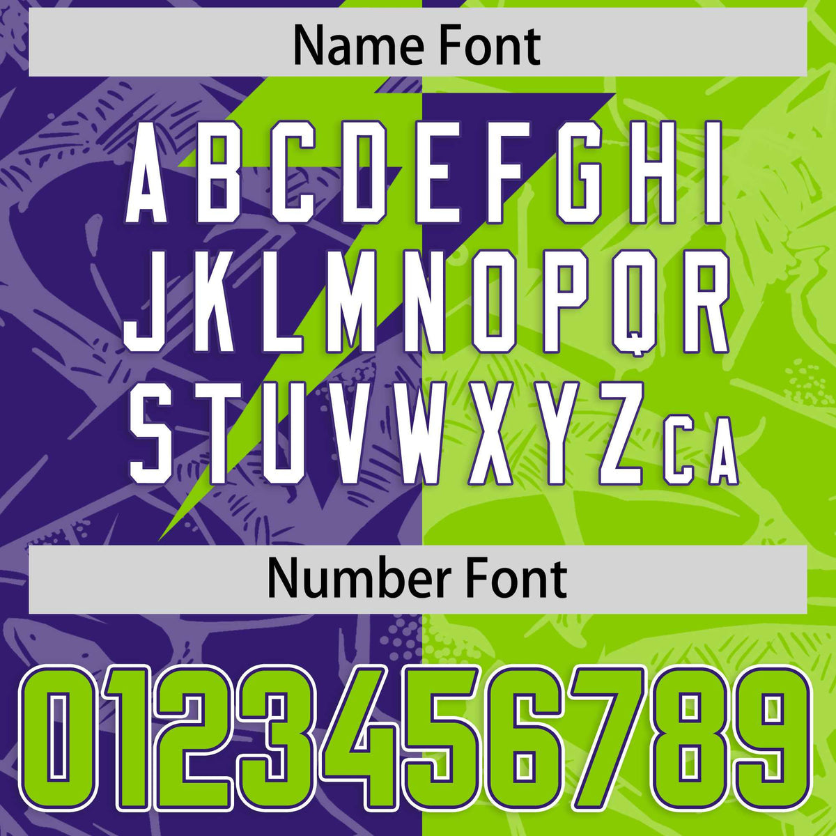 Custom Neon Green Purple Split Personalized Lightning Pattern American Football Jersey