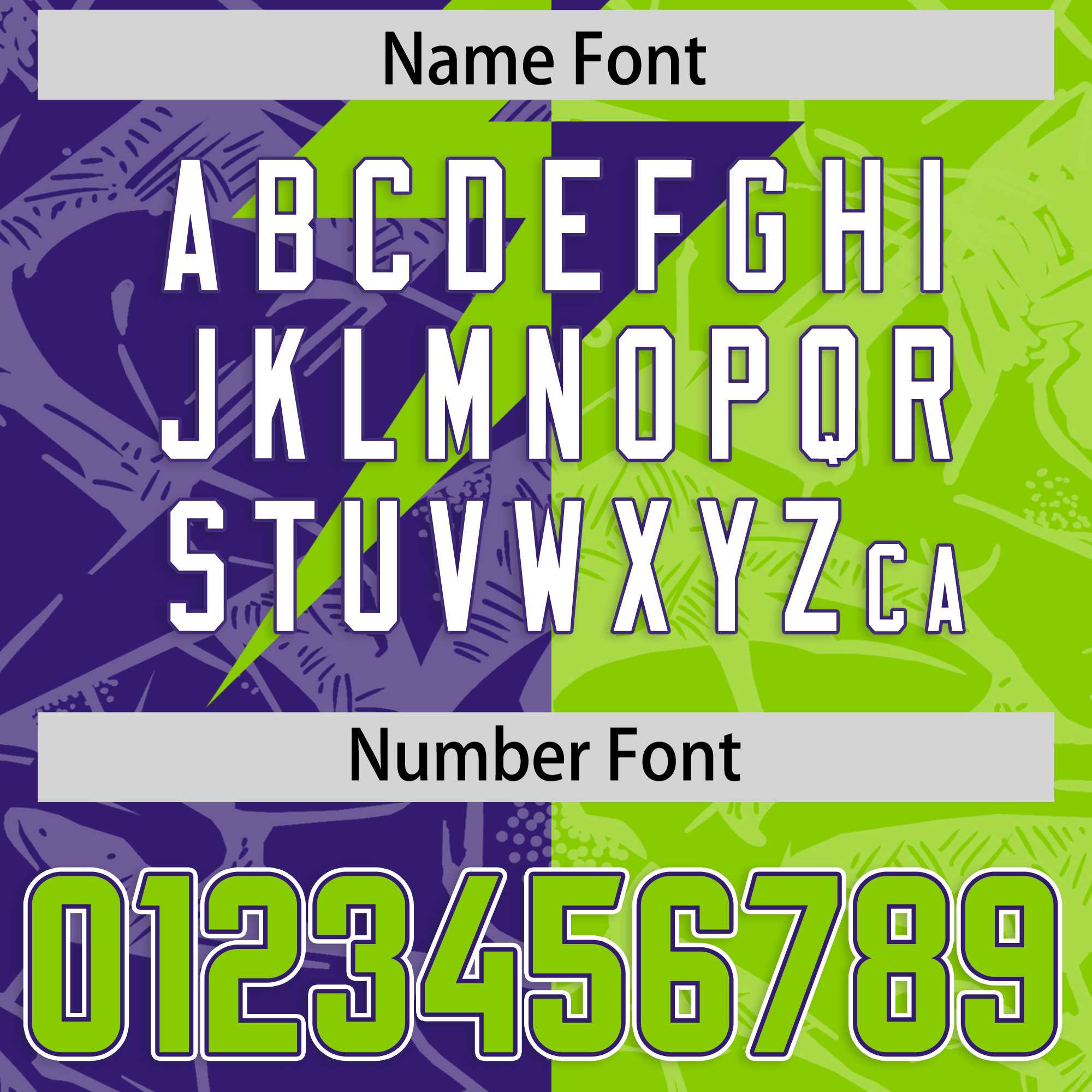 Custom Neon Green Purple Split Personalized Lightning Pattern American Football Jersey