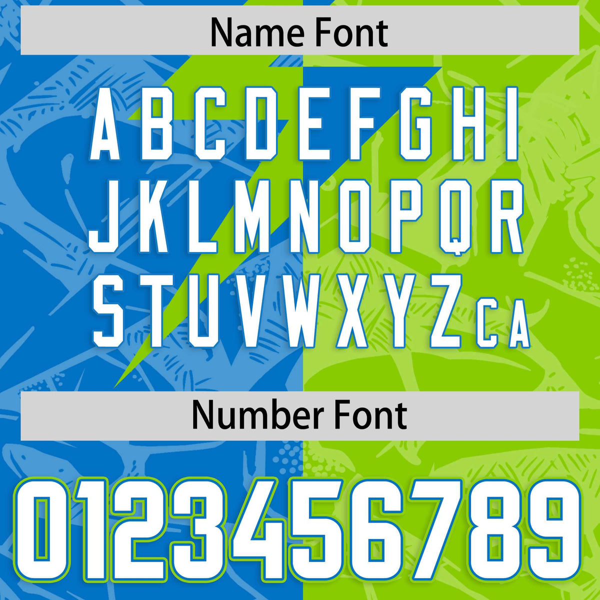 Custom Neon Green Panther Blue Split Personalized Lightning Pattern American Football Jersey