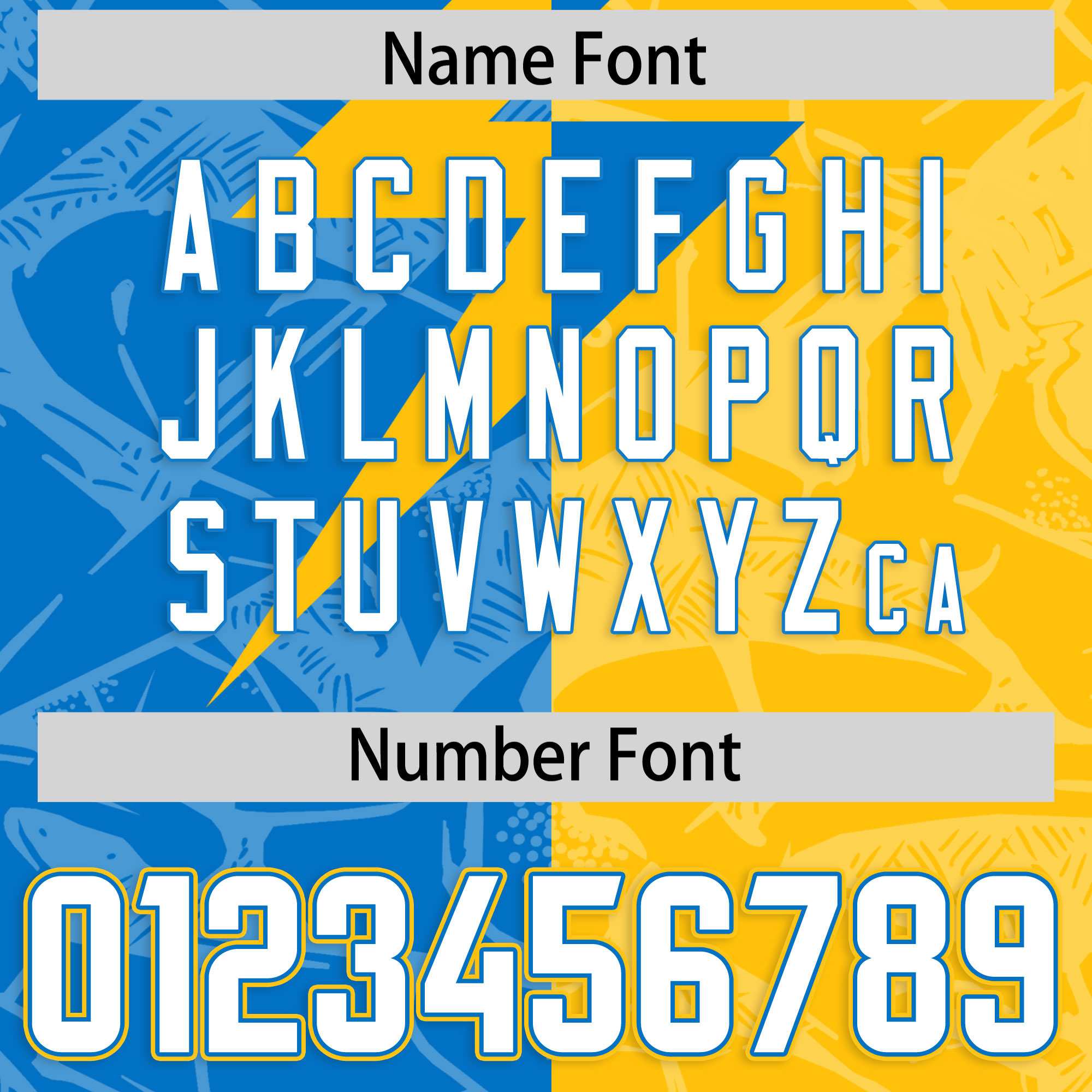 Custom Panther Blue Yellow Split Personalized Lightning Pattern American Football Jersey