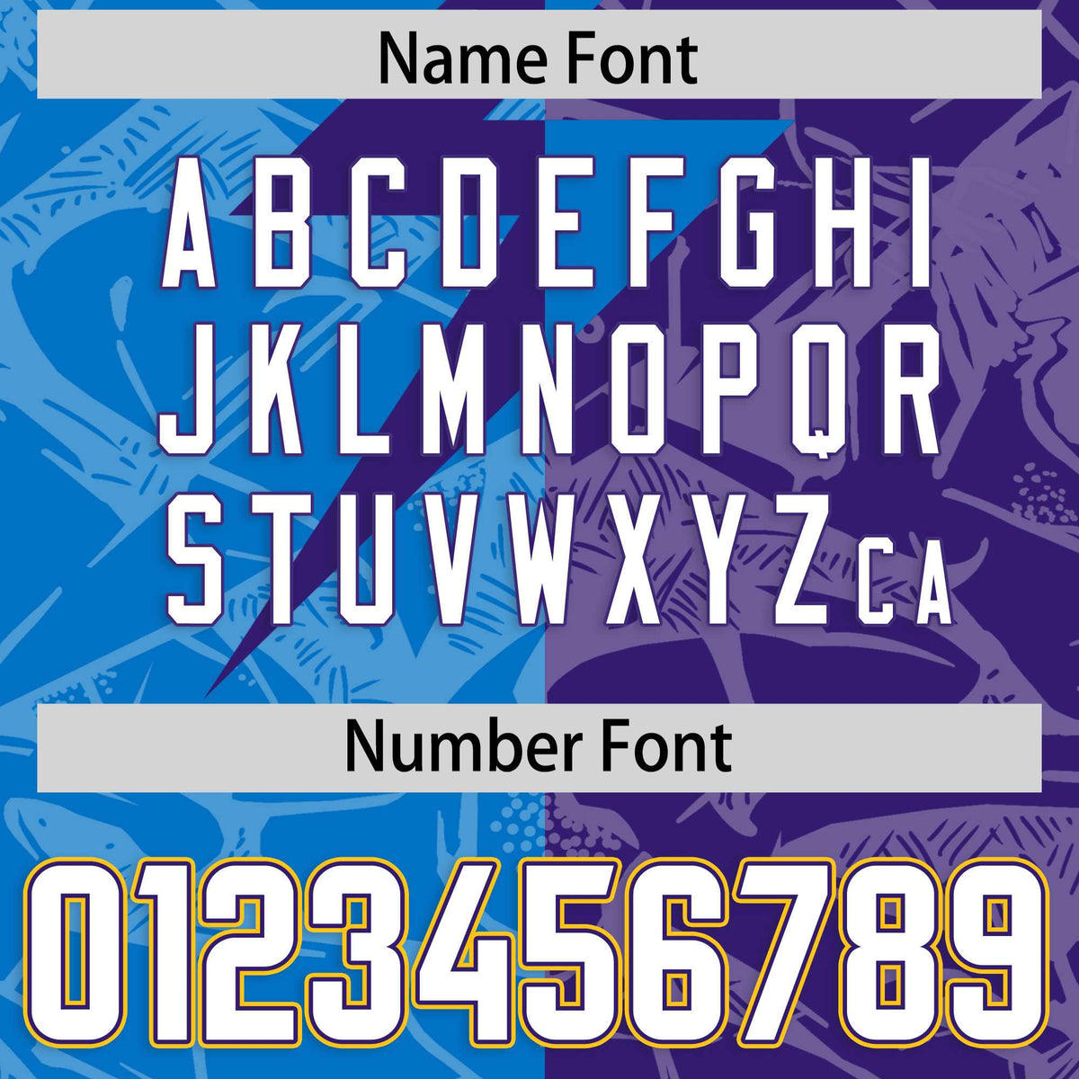 Custom Panther Blue Purple Split Personalized Lightning Pattern American Football Jersey