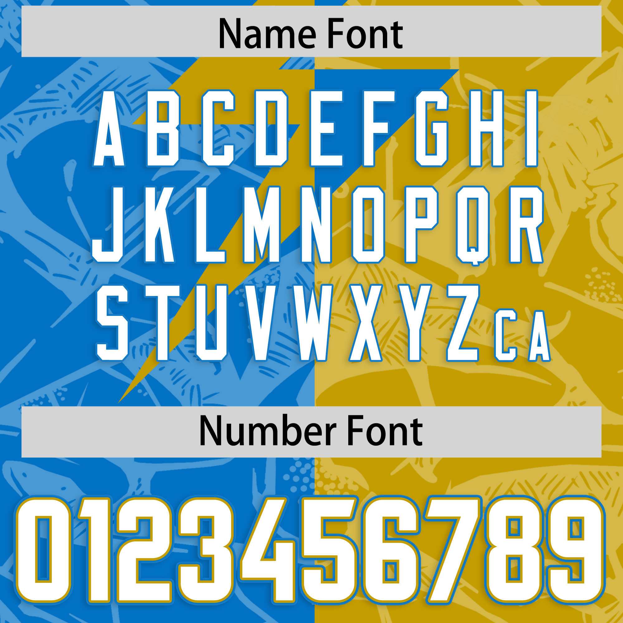 Custom Panther Blue Old Gold Split Personalized Lightning Pattern American Football Jersey