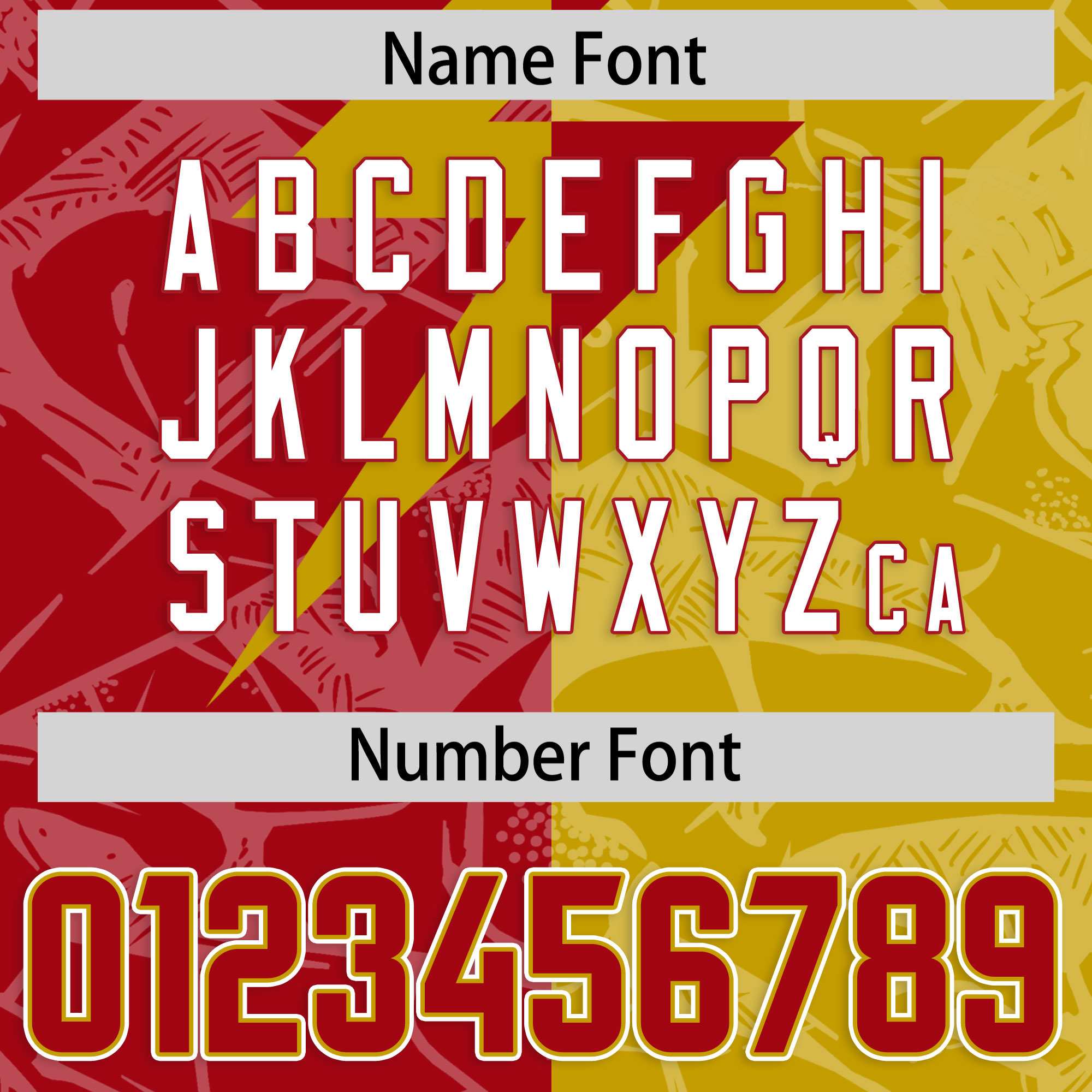 Custom Old Gold Red Split Personalized Lightning Pattern American Football Jersey