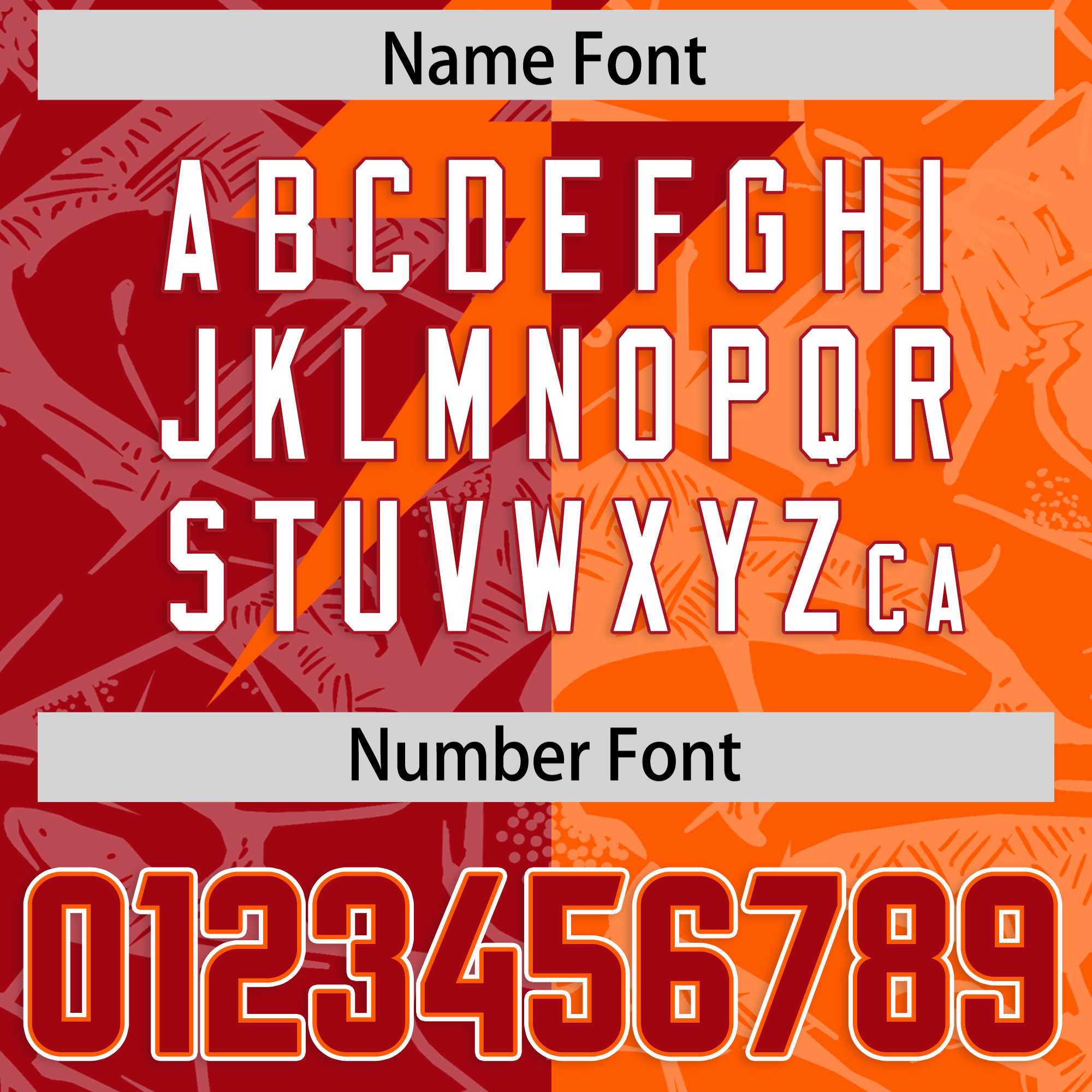 Custom Red Orange Split Personalized Lightning Pattern American Football Jersey