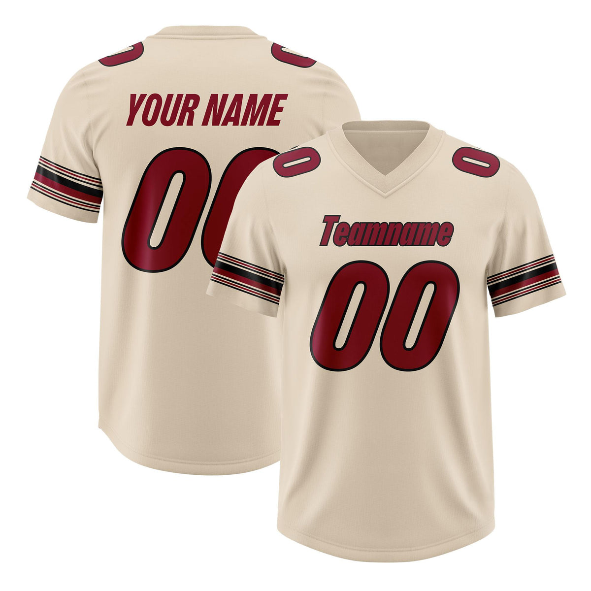 Custom Cream Red Retro Personalized Sleeve Line Authentic American Football Jersey