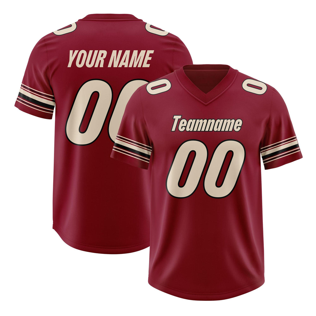 Custom Red Cream Retro Personalized Sleeve Line Authentic American Football Jersey