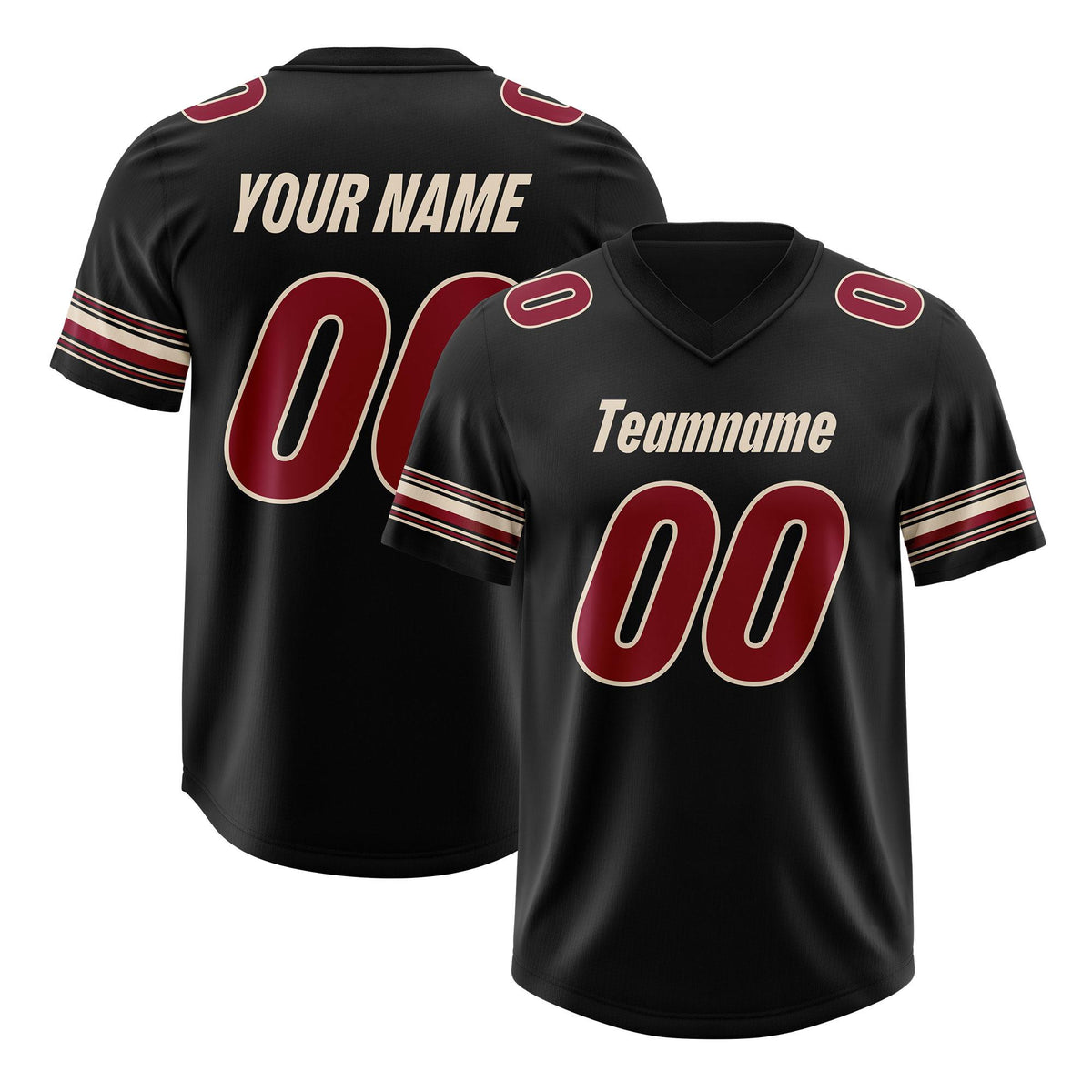 Custom Black Red Retro Personalized Sleeve Line Authentic American Football Jersey