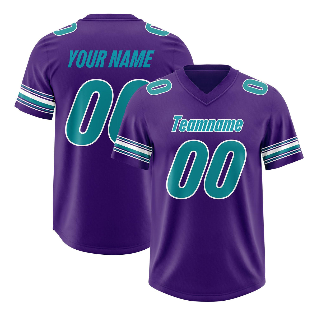 Custom Purple Aqua Retro Personalized Sleeve Line Authentic American Football Jersey
