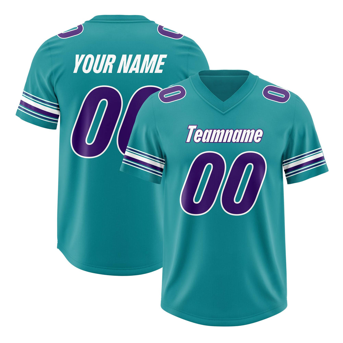 Custom Aqua Purple Retro Personalized Sleeve Line Authentic American Football Jersey