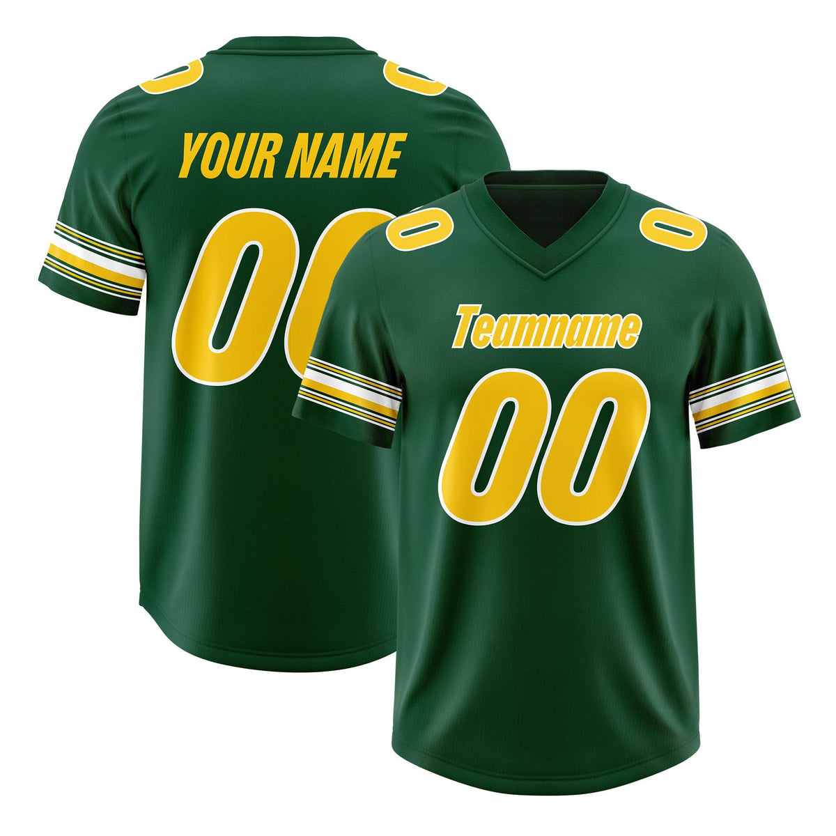 Custom Green Gold Retro Personalized Sleeve Line Authentic American Football Jersey