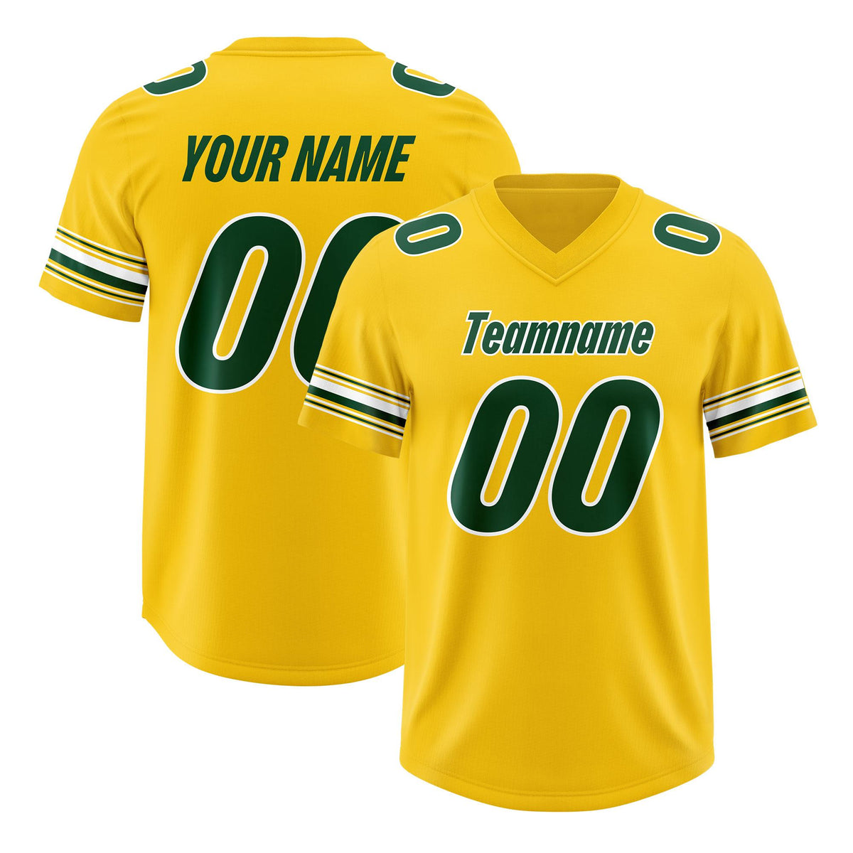 Custom Gold Green Retro Personalized Sleeve Line Authentic American Football Jersey