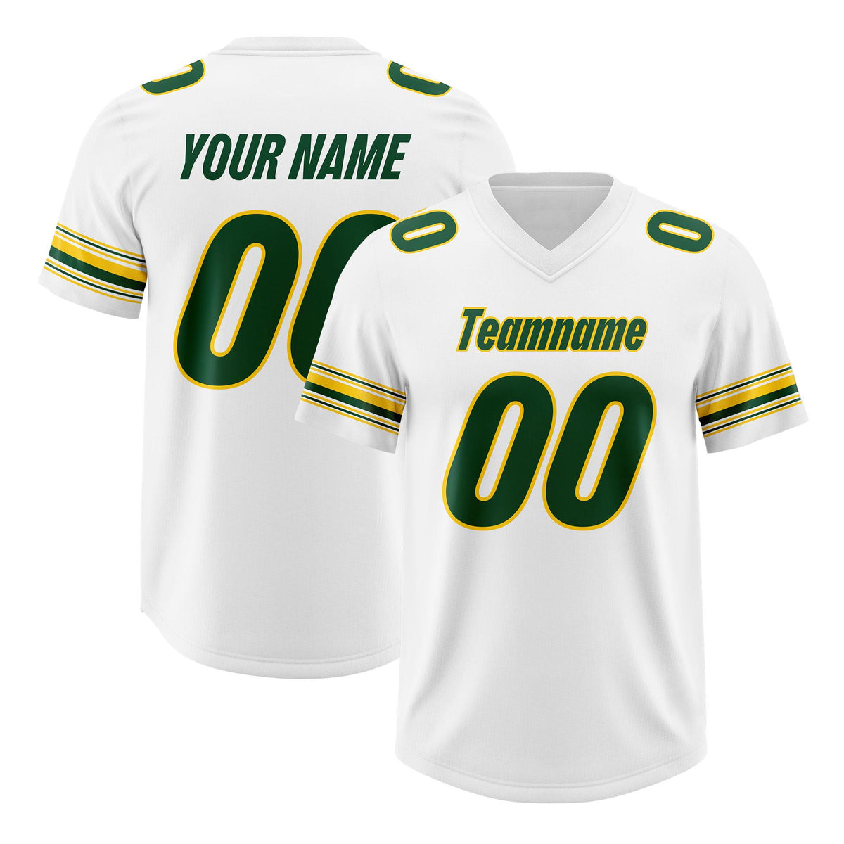 Custom White Green Retro Personalized Sleeve Line Authentic American Football Jersey