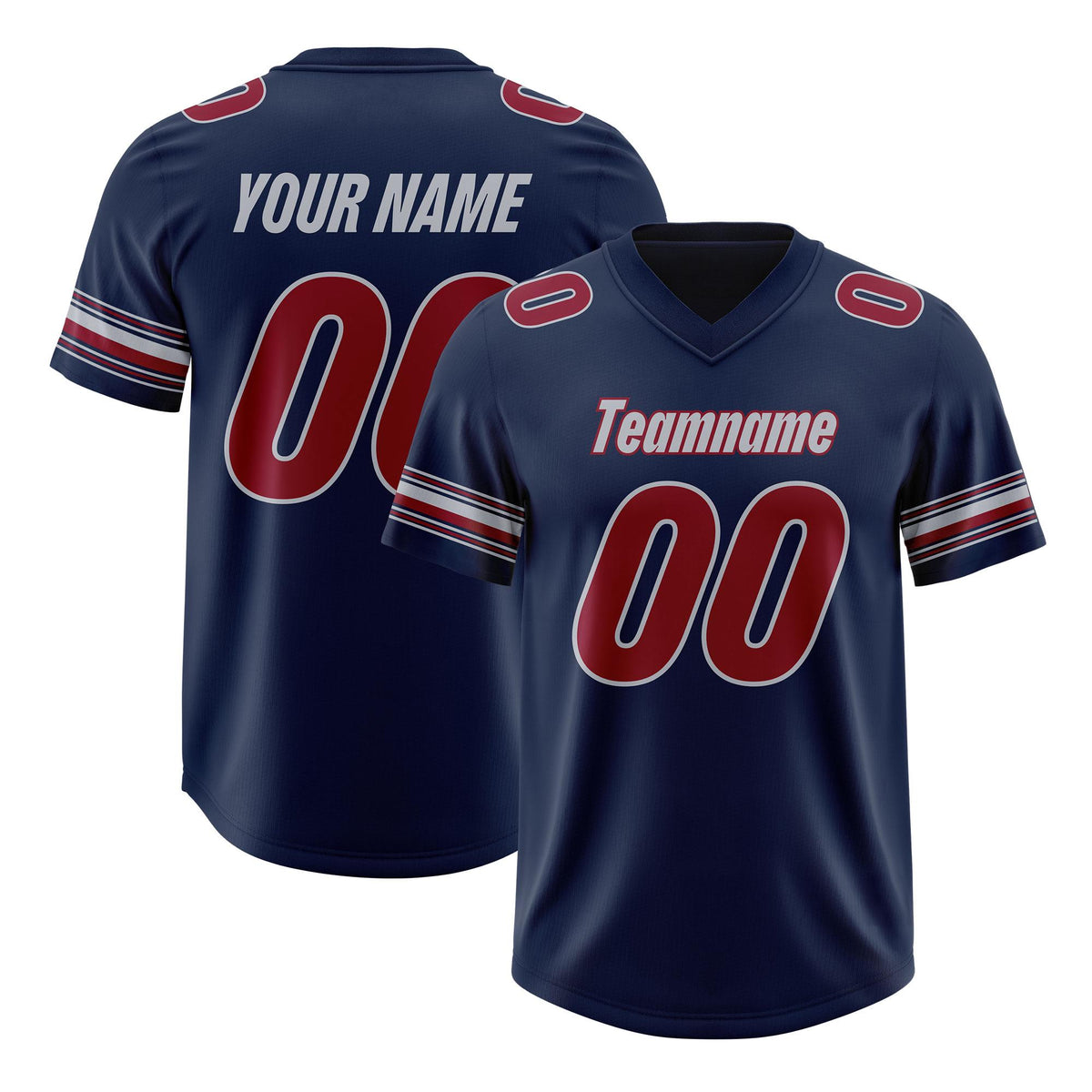 Custom Navy Red Retro Personalized Sleeve Line Authentic American Football Jersey