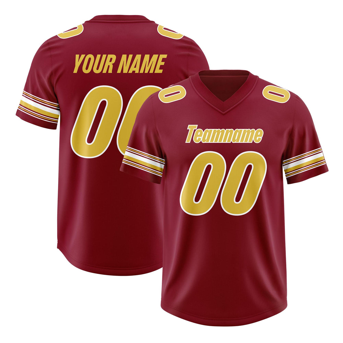 Custom Red Old Gold Retro Personalized Sleeve Line Authentic American Football Jersey