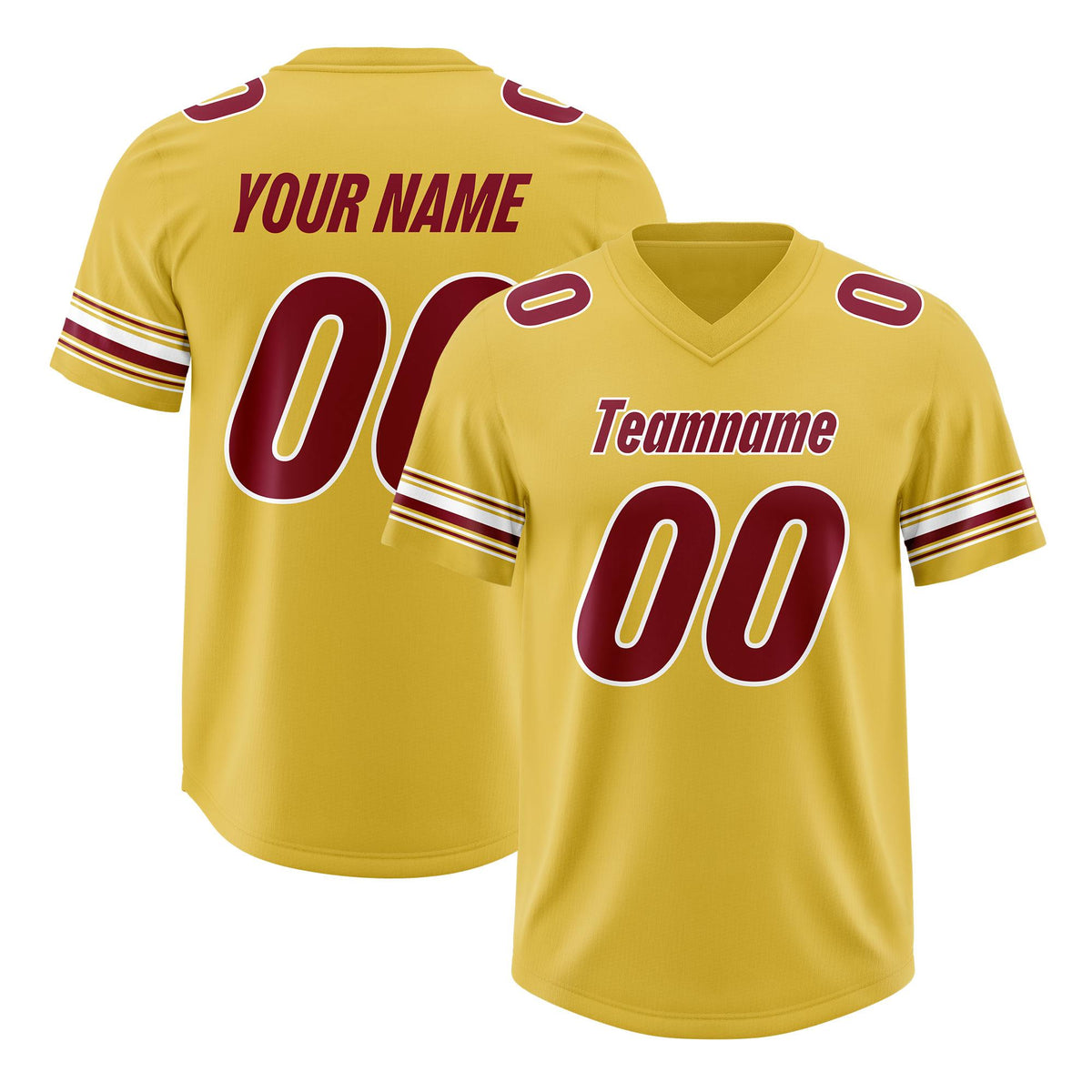 Custom Old Gold Red Retro Personalized Sleeve Line Authentic American Football Jersey