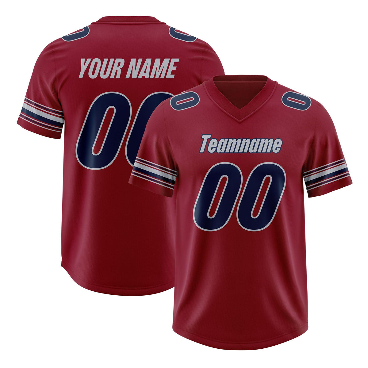 Custom Red Navy Retro Personalized Sleeve Line Authentic American Football Jersey