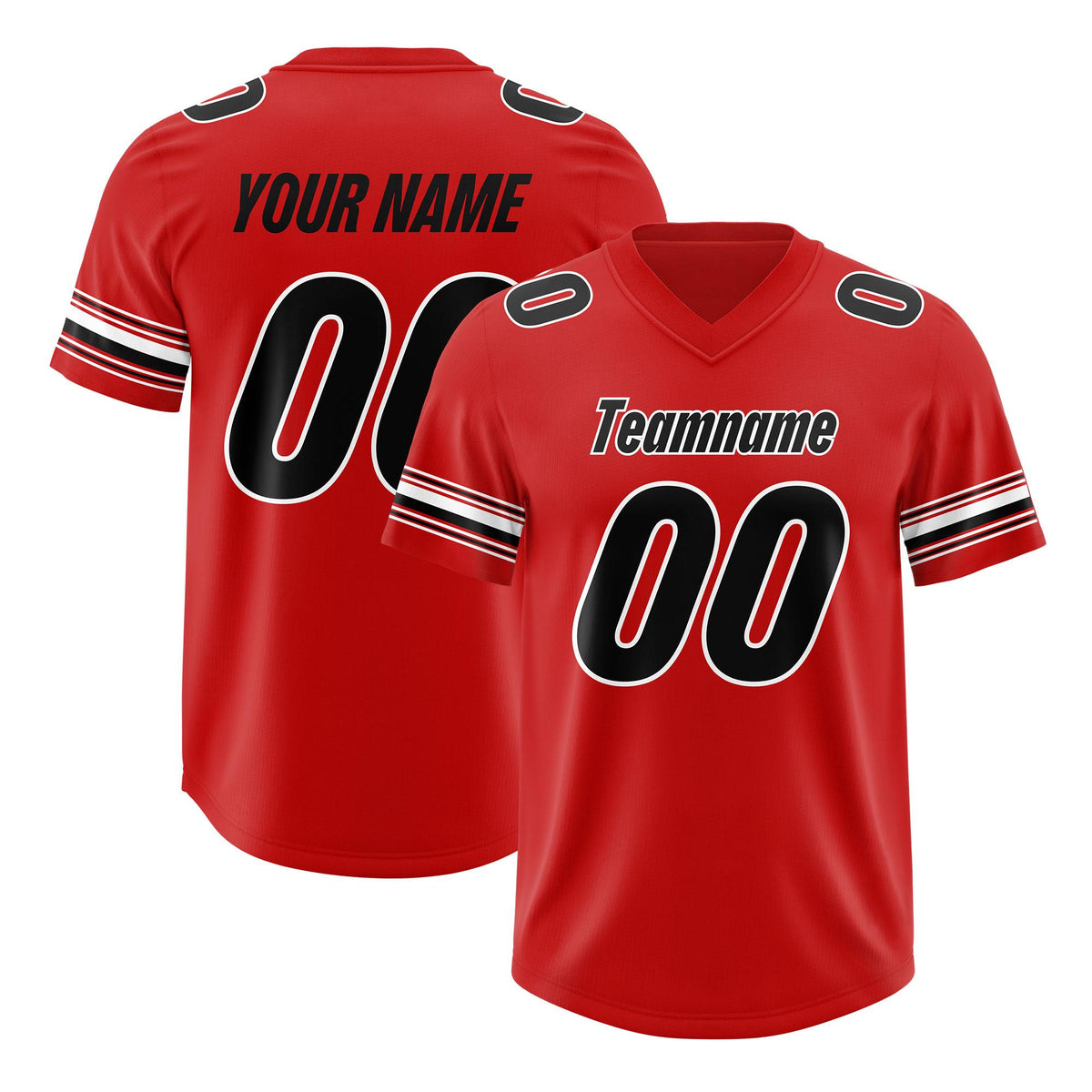 Custom Red Black Retro Personalized Sleeve Line Authentic American Football Jersey