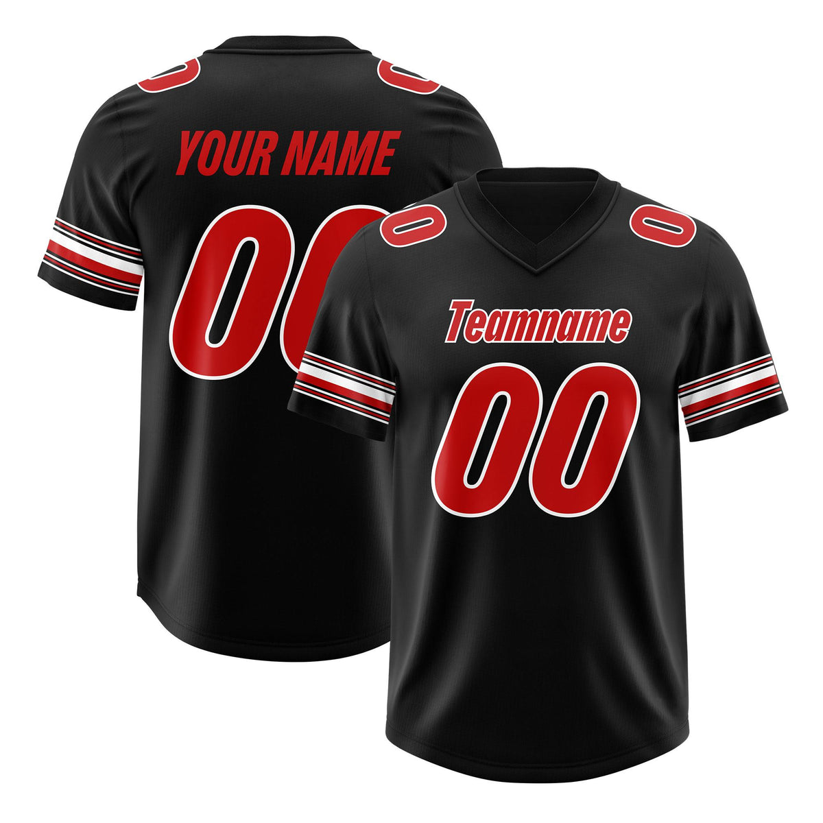 Custom Black Red Retro Personalized Sleeve Line Authentic American Football Jersey