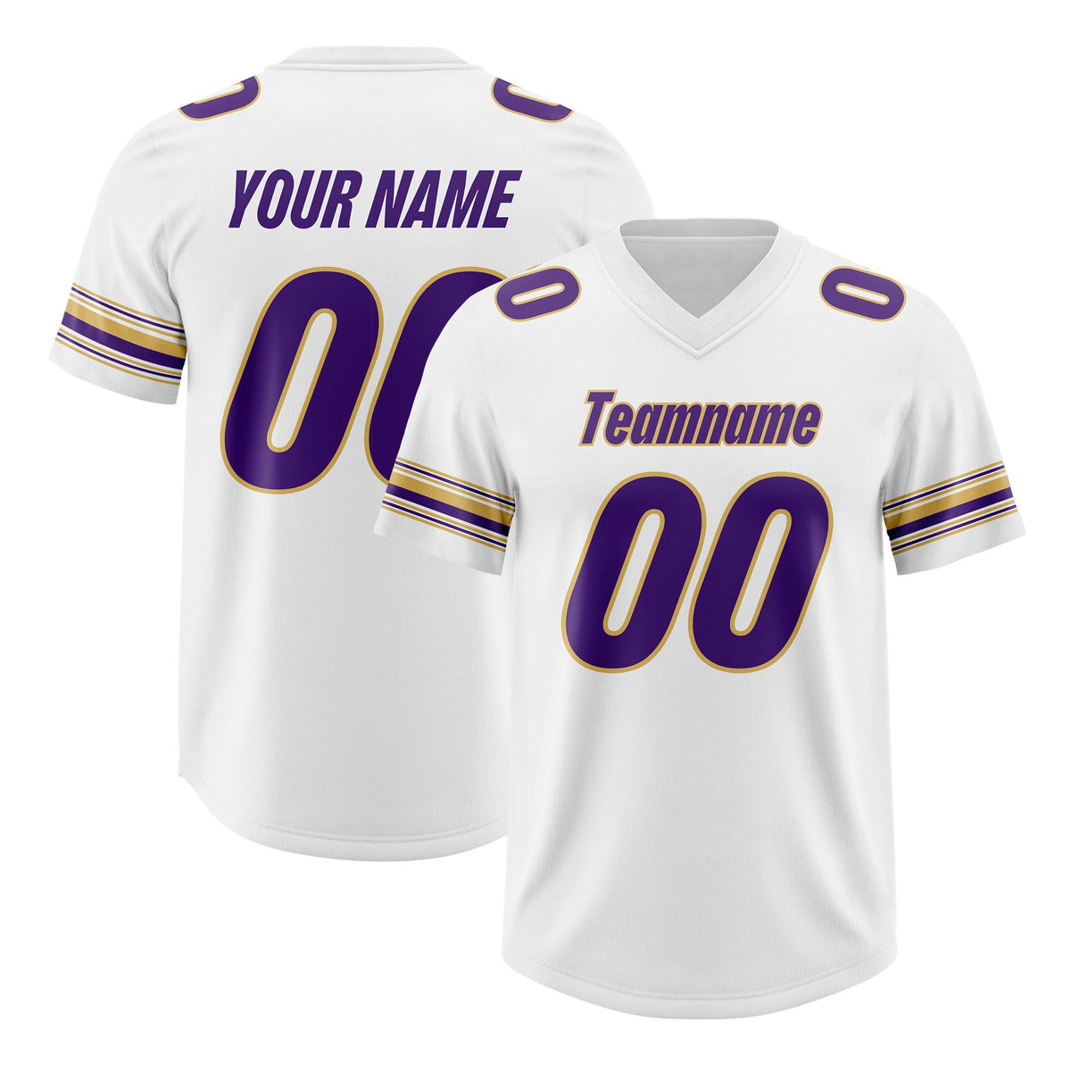 Custom White Purple Retro Personalized Sleeve Line Authentic American Football Jersey