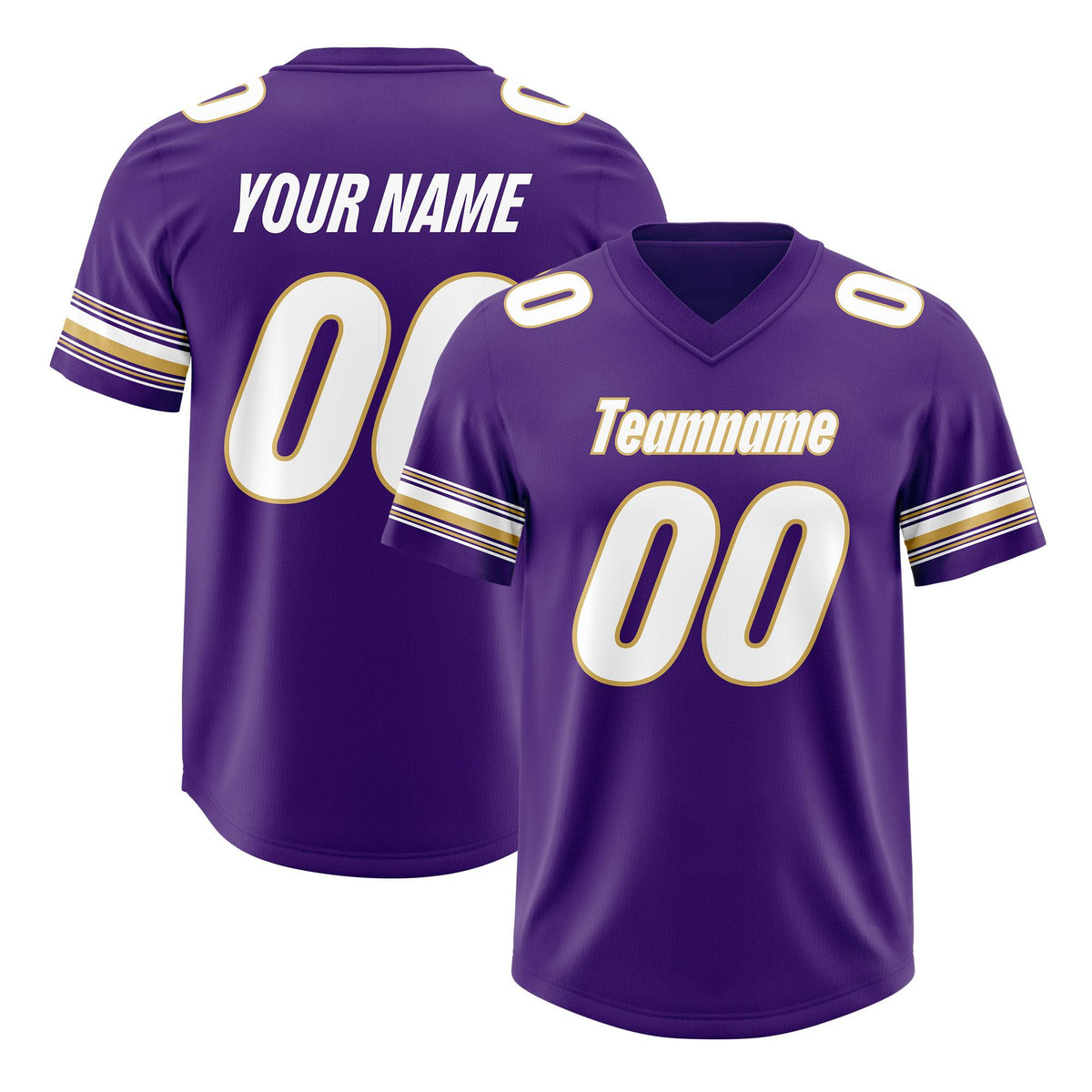 Custom Purple White Retro Personalized Sleeve Line Authentic American Football Jersey