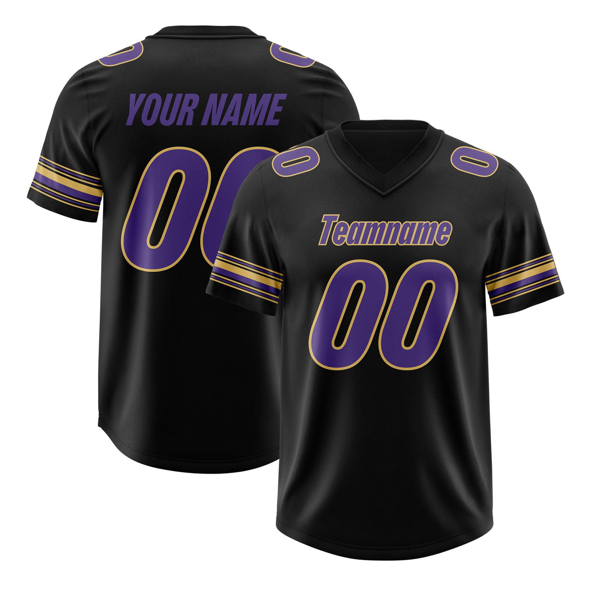 Custom Black Purple Retro Personalized Sleeve Line Authentic American Football Jersey