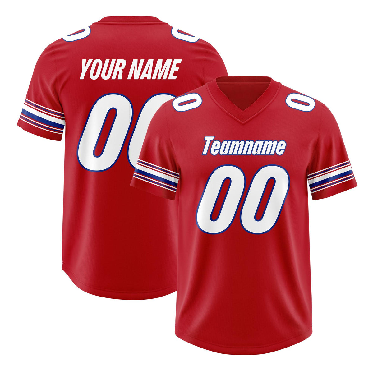 Custom Red White Retro Personalized Sleeve Line Authentic American Football Jersey