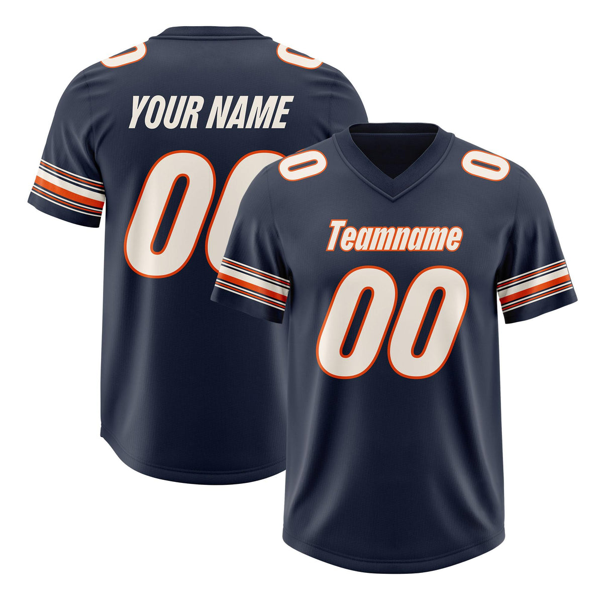 Custom Navy Cream Retro Personalized Sleeve Line Authentic American Football Jersey