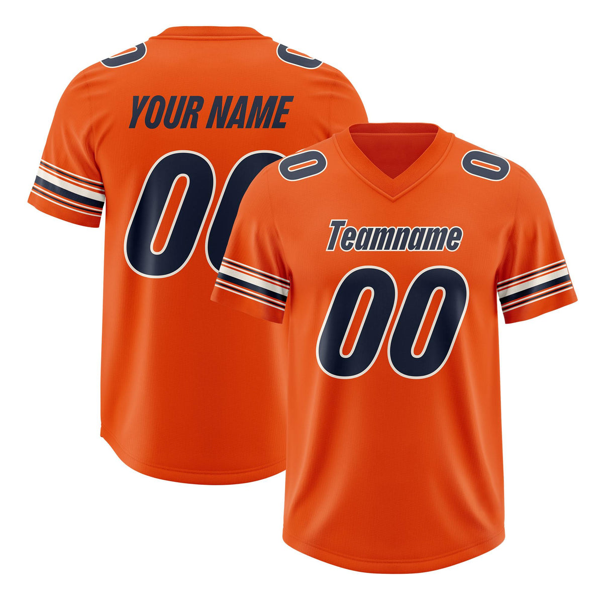 Custom Orange Navy Retro Personalized Sleeve Line Authentic American Football Jersey